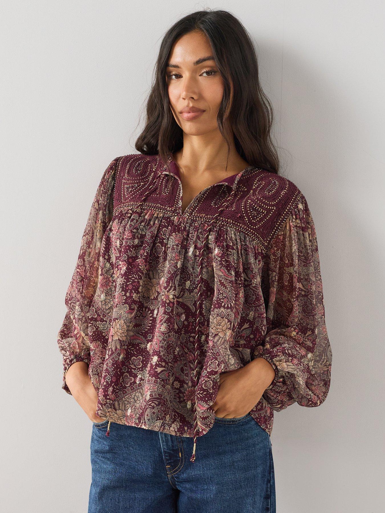 The Very Collection Embroidered Paisley Print Blouse