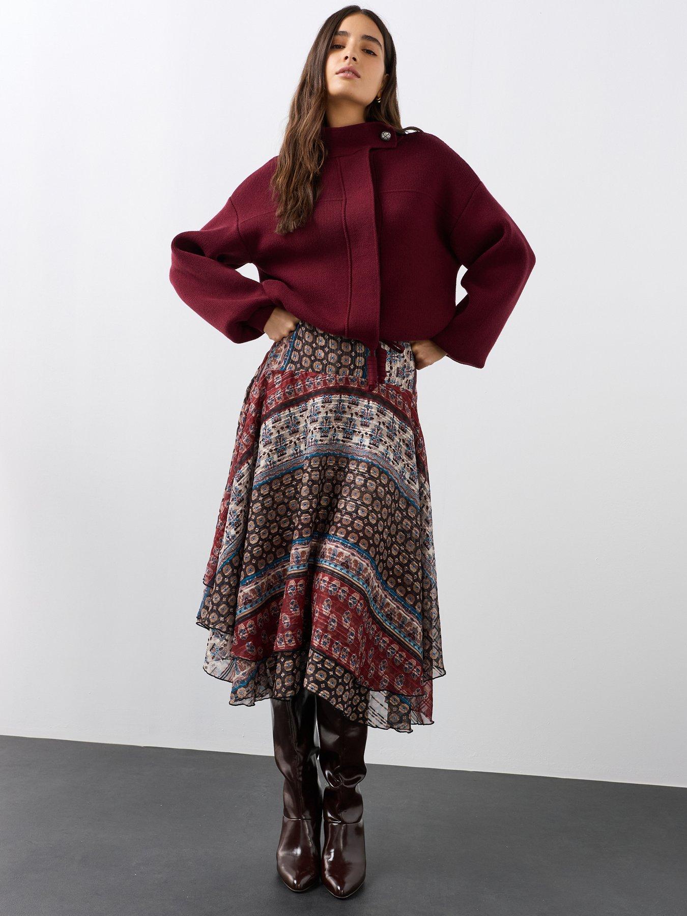 The Very Collection Scarf Print Hanky Hem Skirt