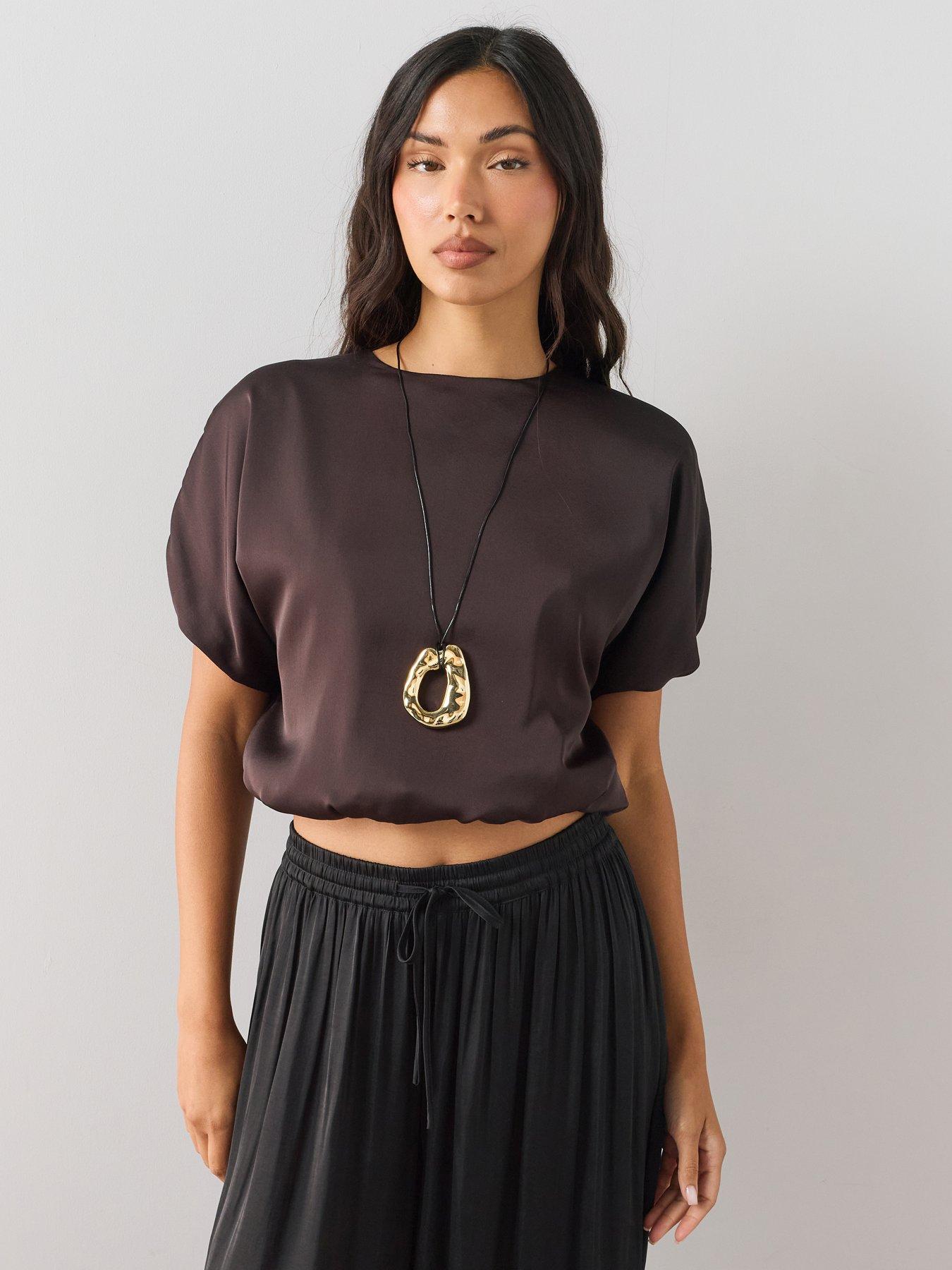 The Very Collection Bubble Hem Satin Blouse