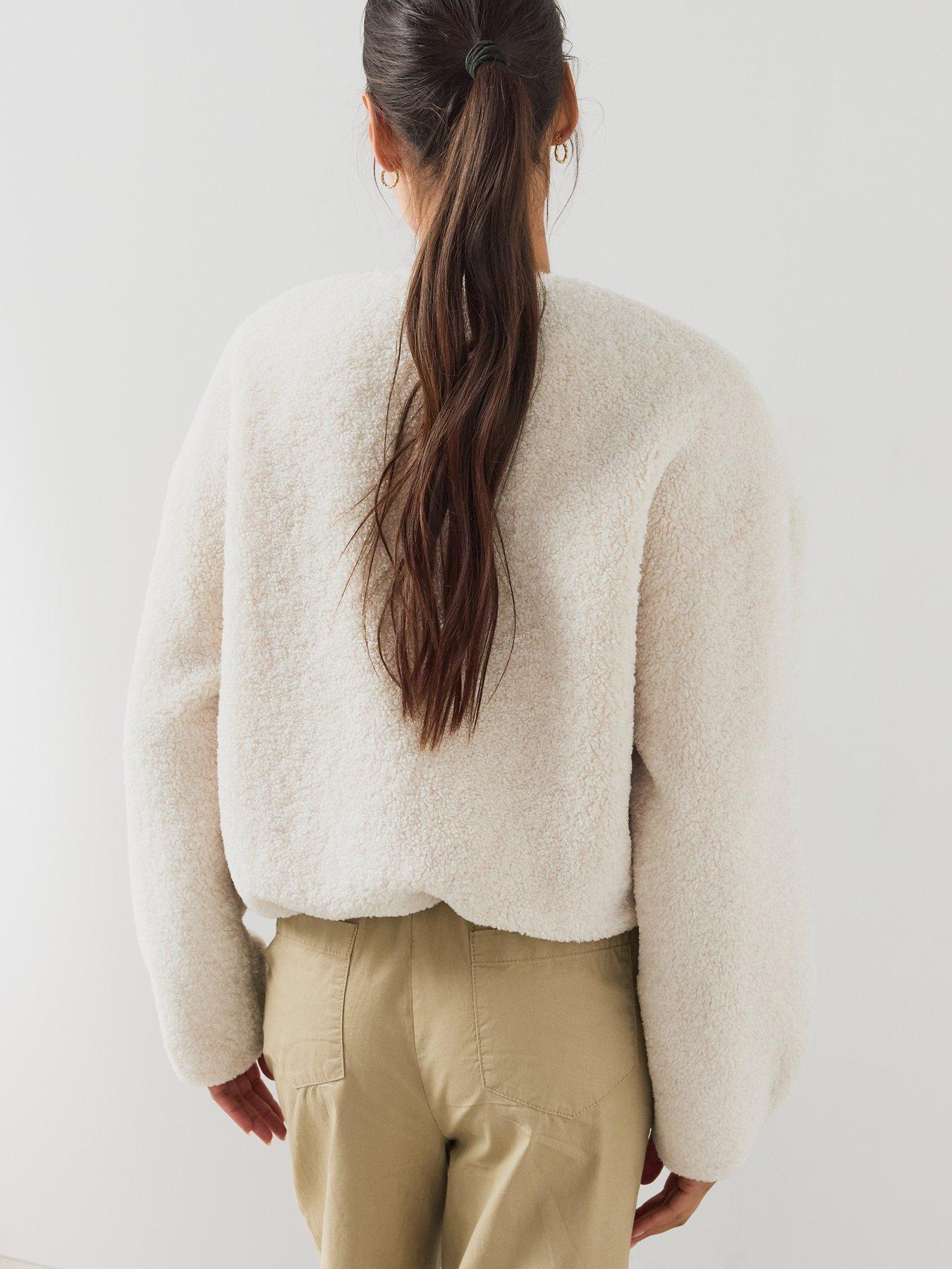 Image 2 of 6 of The Very Collection Womens Borg Zip Through Bomber Jacket - Cream