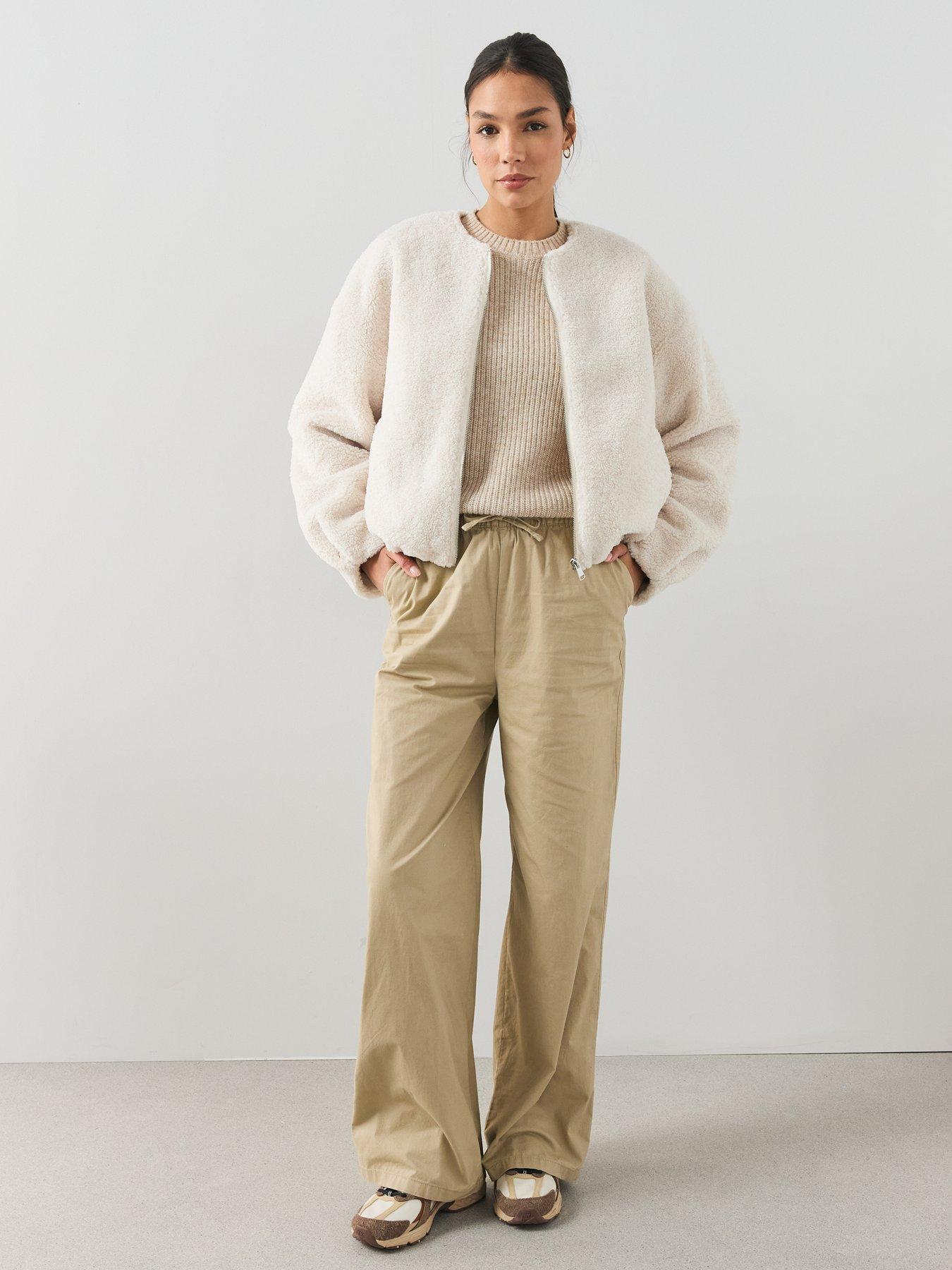 Image 3 of 6 of The Very Collection Womens Borg Zip Through Bomber Jacket - Cream