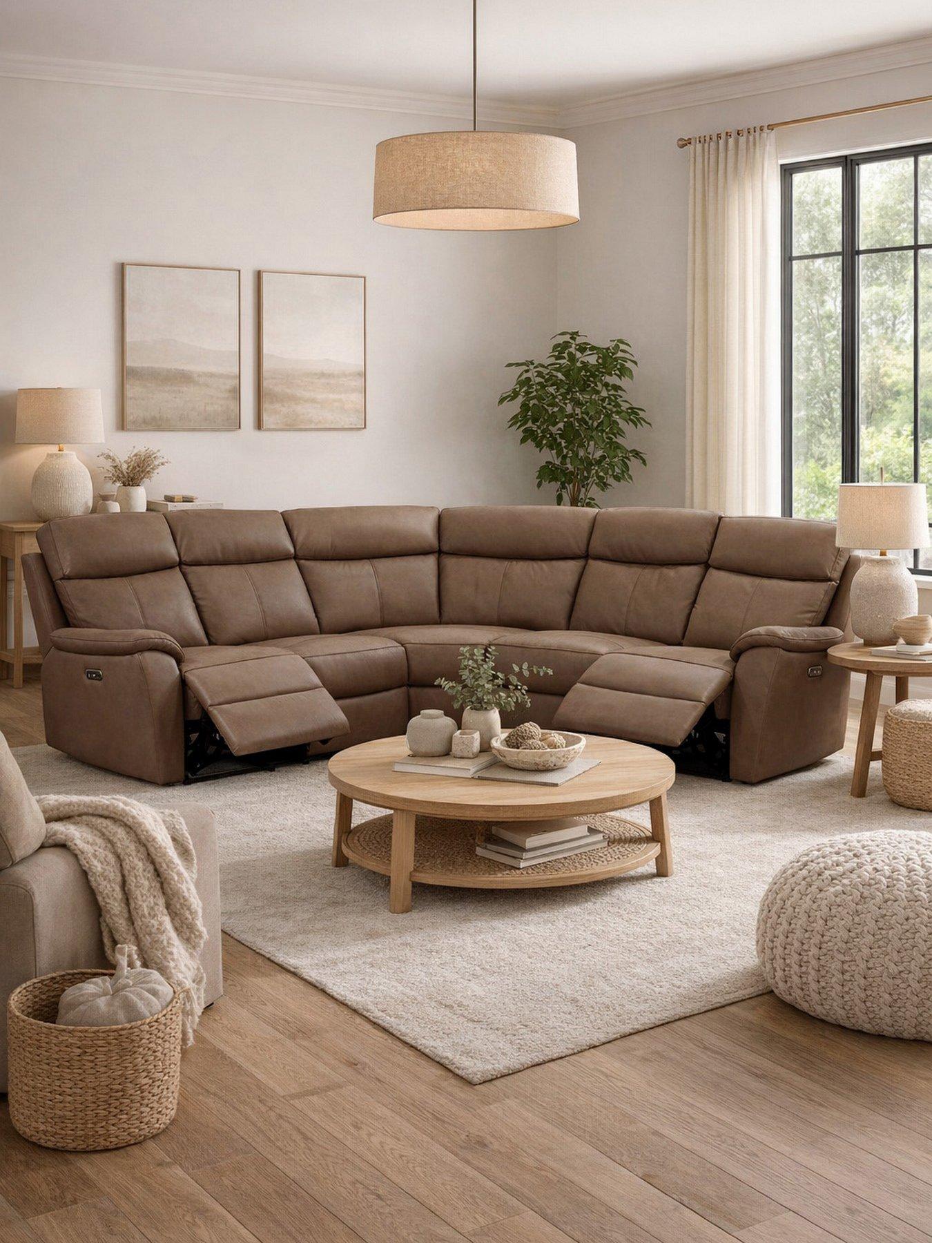 Image 1 of 6 of Aspire Kingsmere Leather Corner Recliner Sofa
