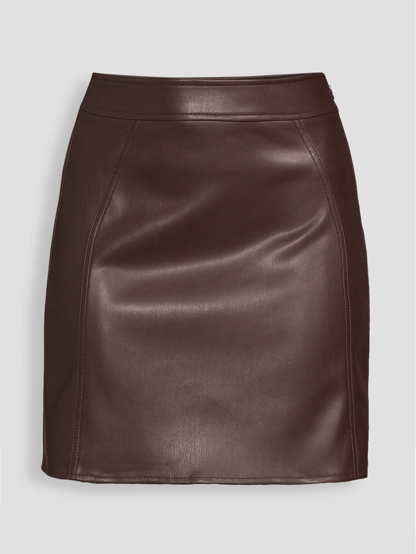 Image 7 of 7 of The Very Collection Pu Mini Skirt - Brown