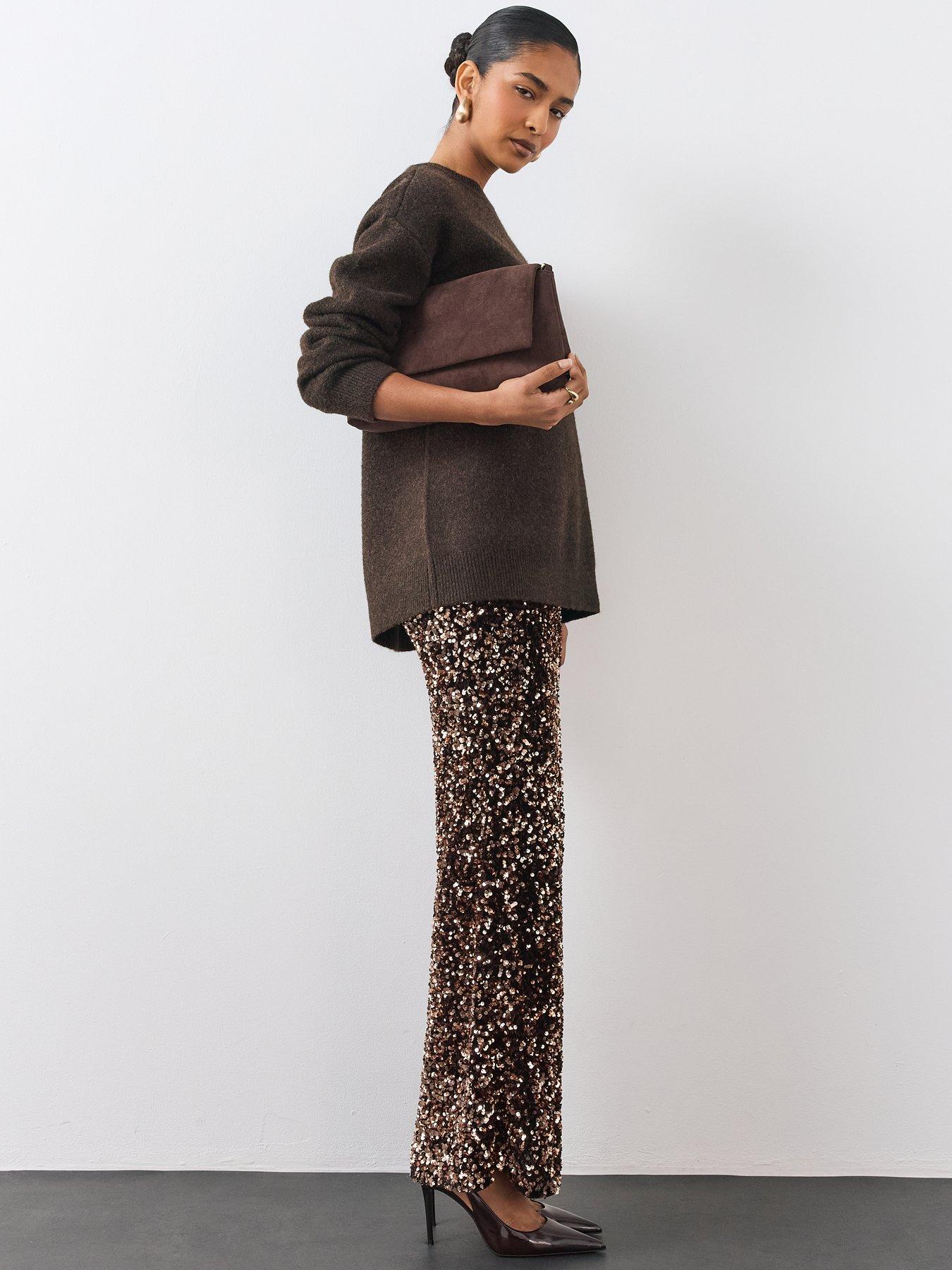 Image 6 of 6 of The Very Collection Velvet Sequin Midi Skirt
