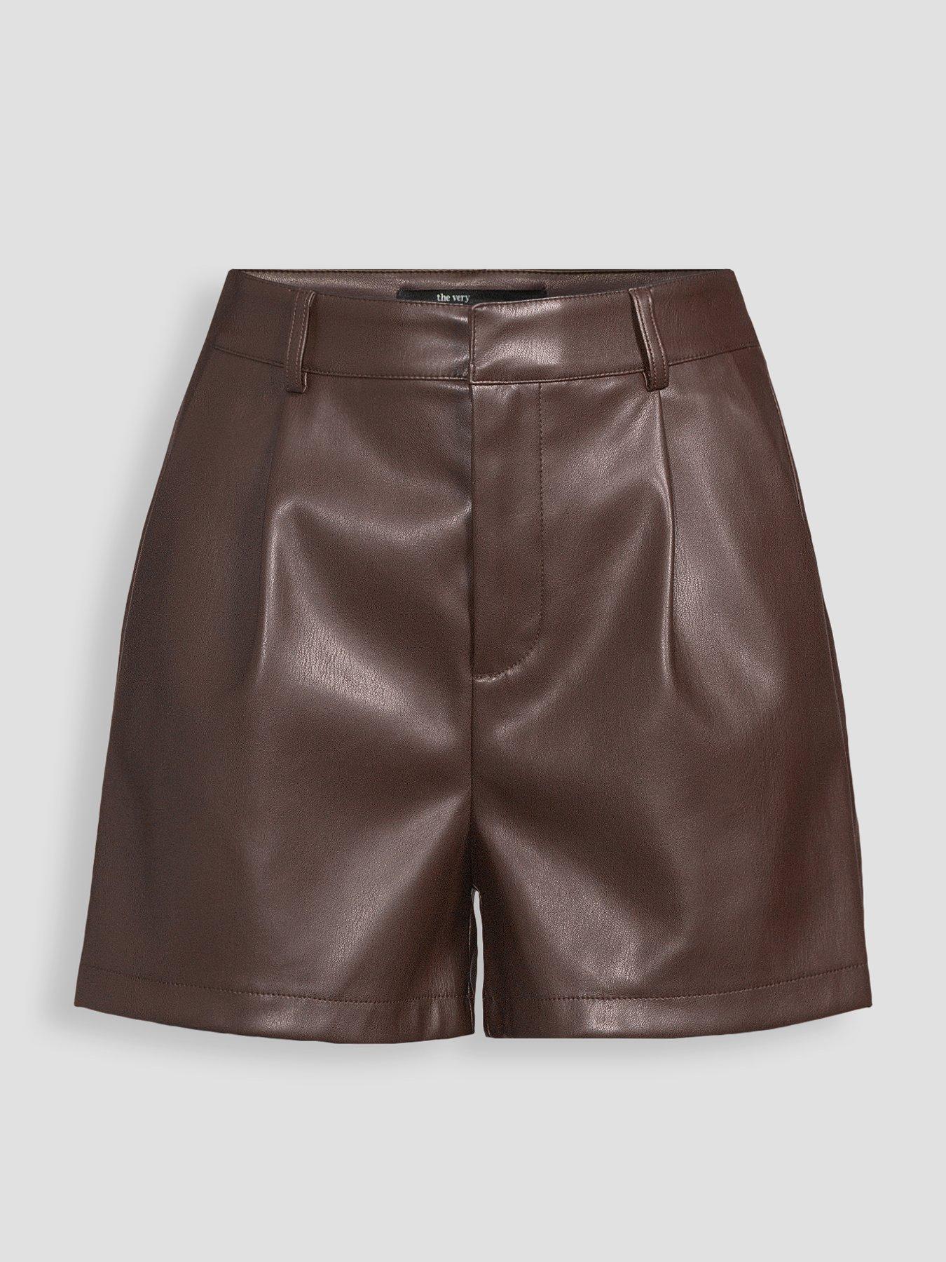 Image 7 of 7 of The Very Collection Pu High Waisted Shorts - Brown