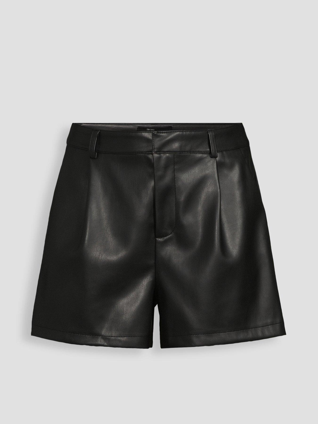 Image 7 of 7 of The Very Collection Pu High Waisted Shorts - Black