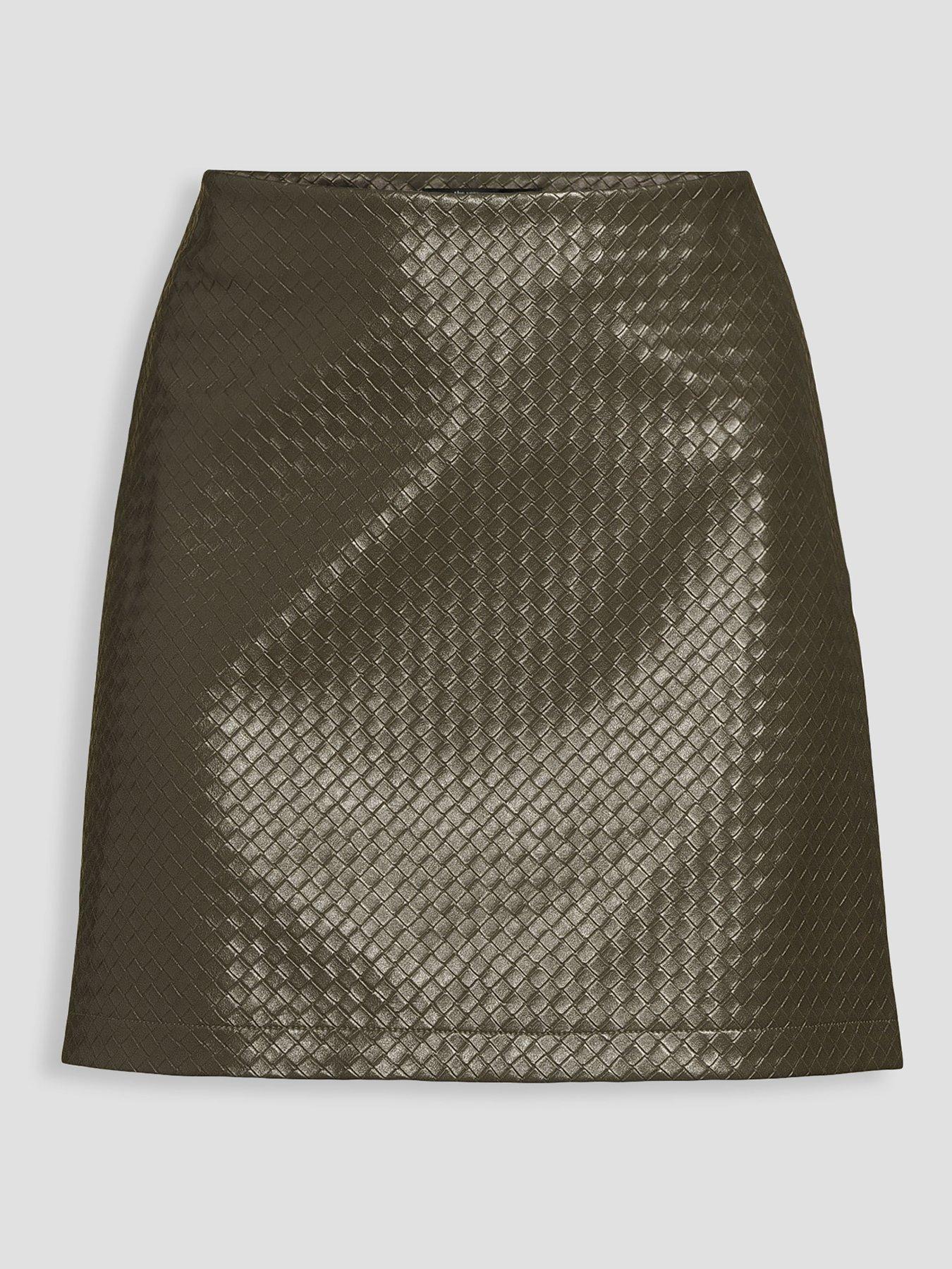 Image 7 of 7 of The Very Collection Pu Textured Mini Skirt - Green