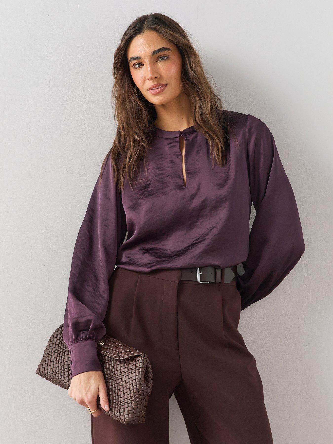 Image 1 of 6 of The Very Collection Key Hole Detail Satin Blouse