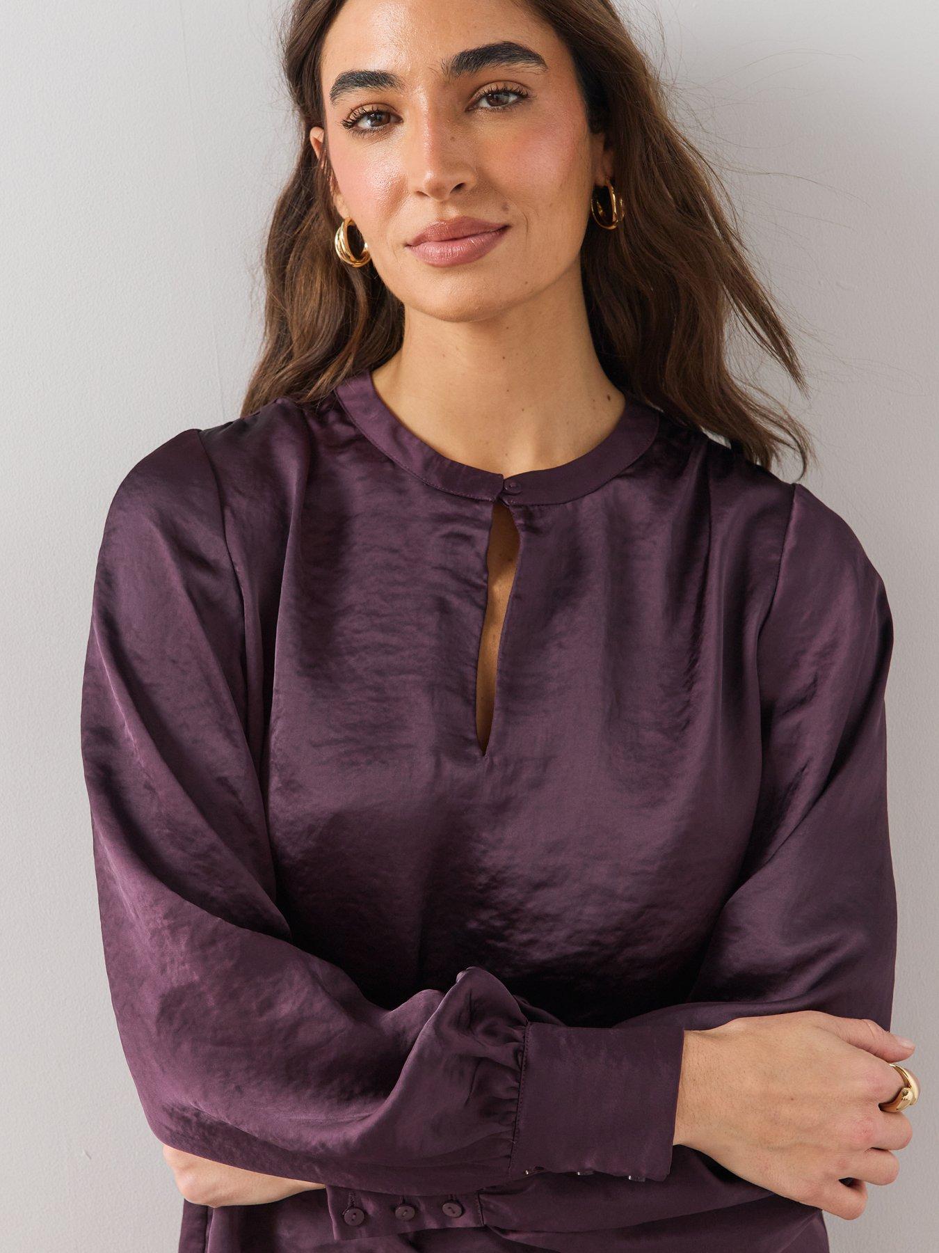 Image 4 of 6 of The Very Collection Key Hole Detail Satin Blouse