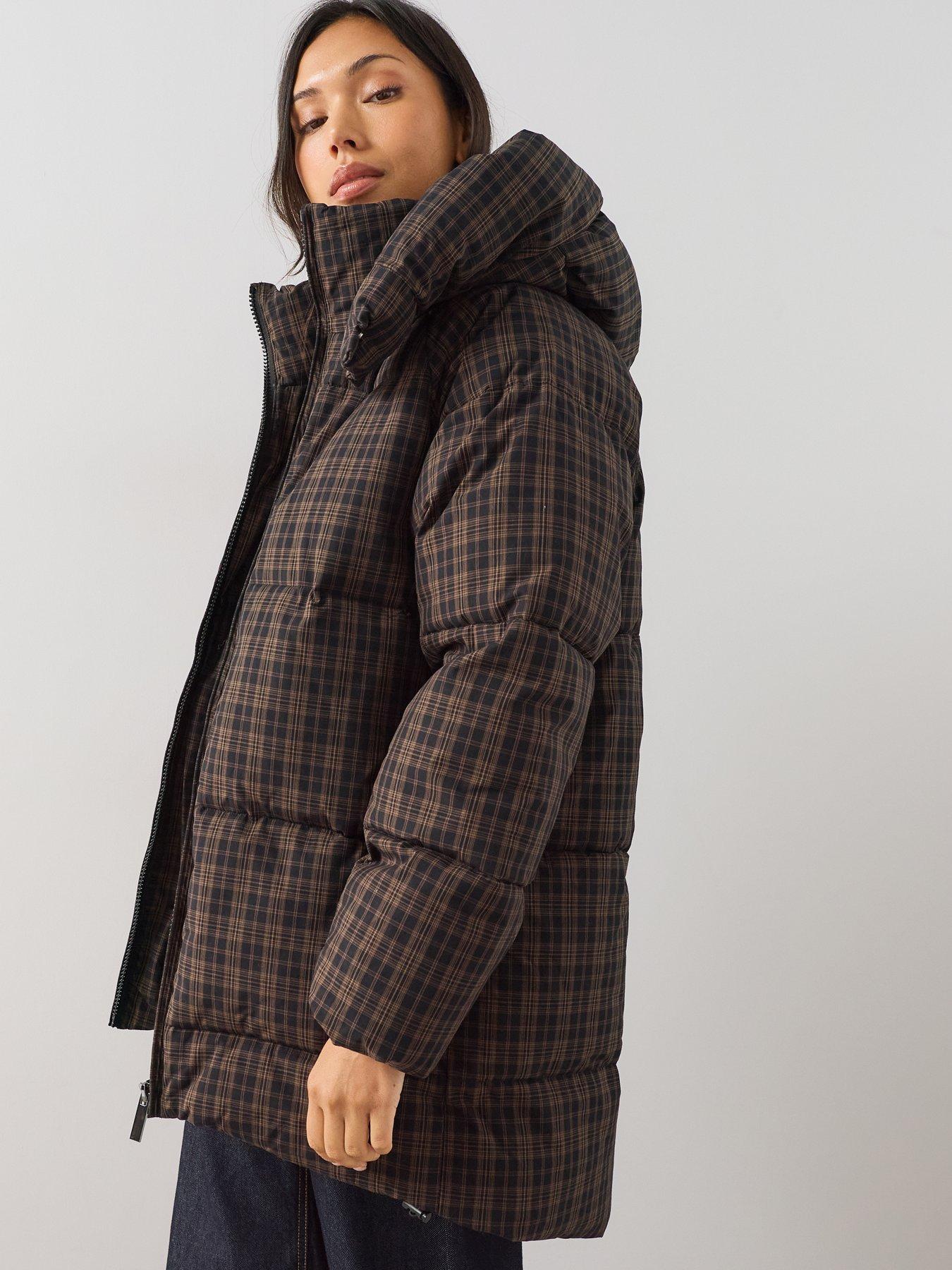 Image 5 of 7 of The Very Collection Mid Length Check Padded Coat