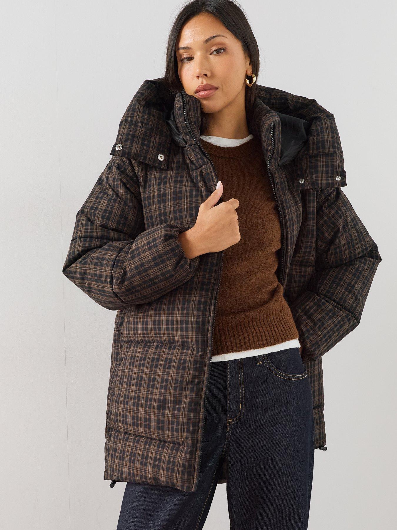 Image 6 of 7 of The Very Collection Mid Length Check Padded Coat