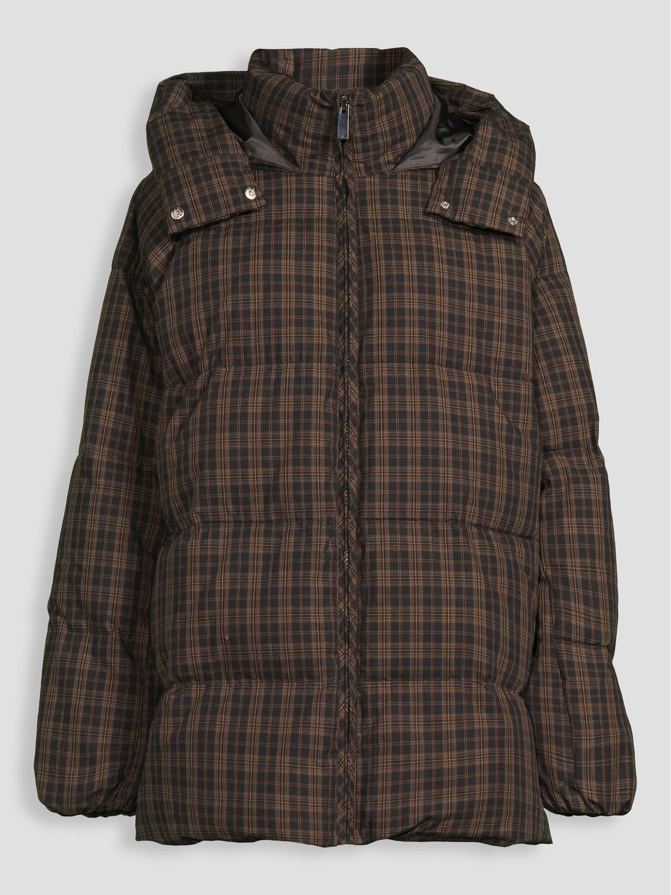 Image 7 of 7 of The Very Collection Mid Length Check Padded Coat