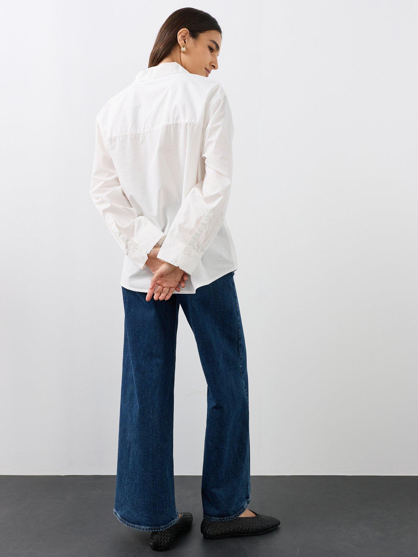 Image 2 of 7 of The Very Collection Oversized Cotton Poplin Gold Detail Shirt