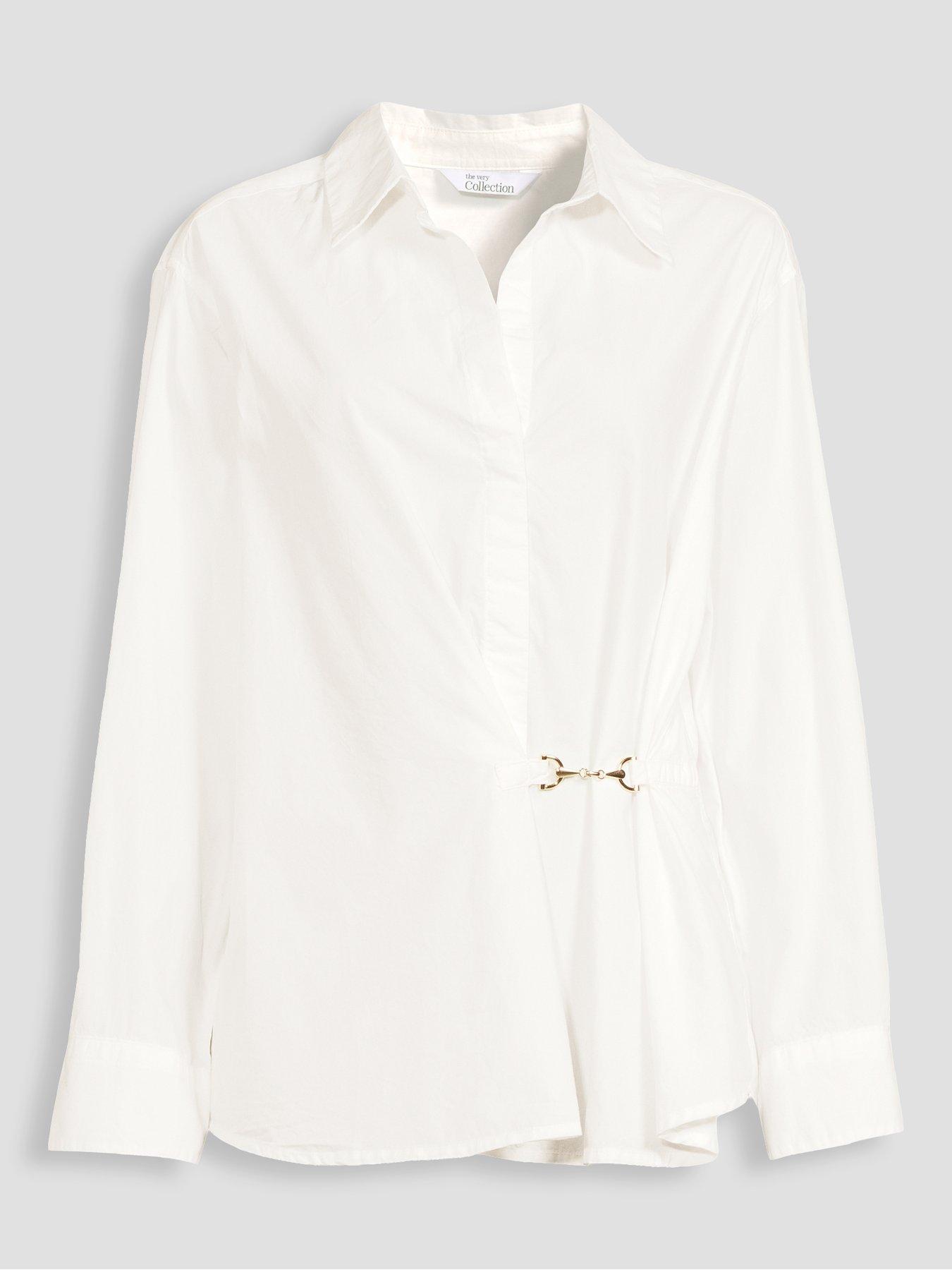 Image 7 of 7 of The Very Collection Oversized Cotton Poplin Gold Detail Shirt