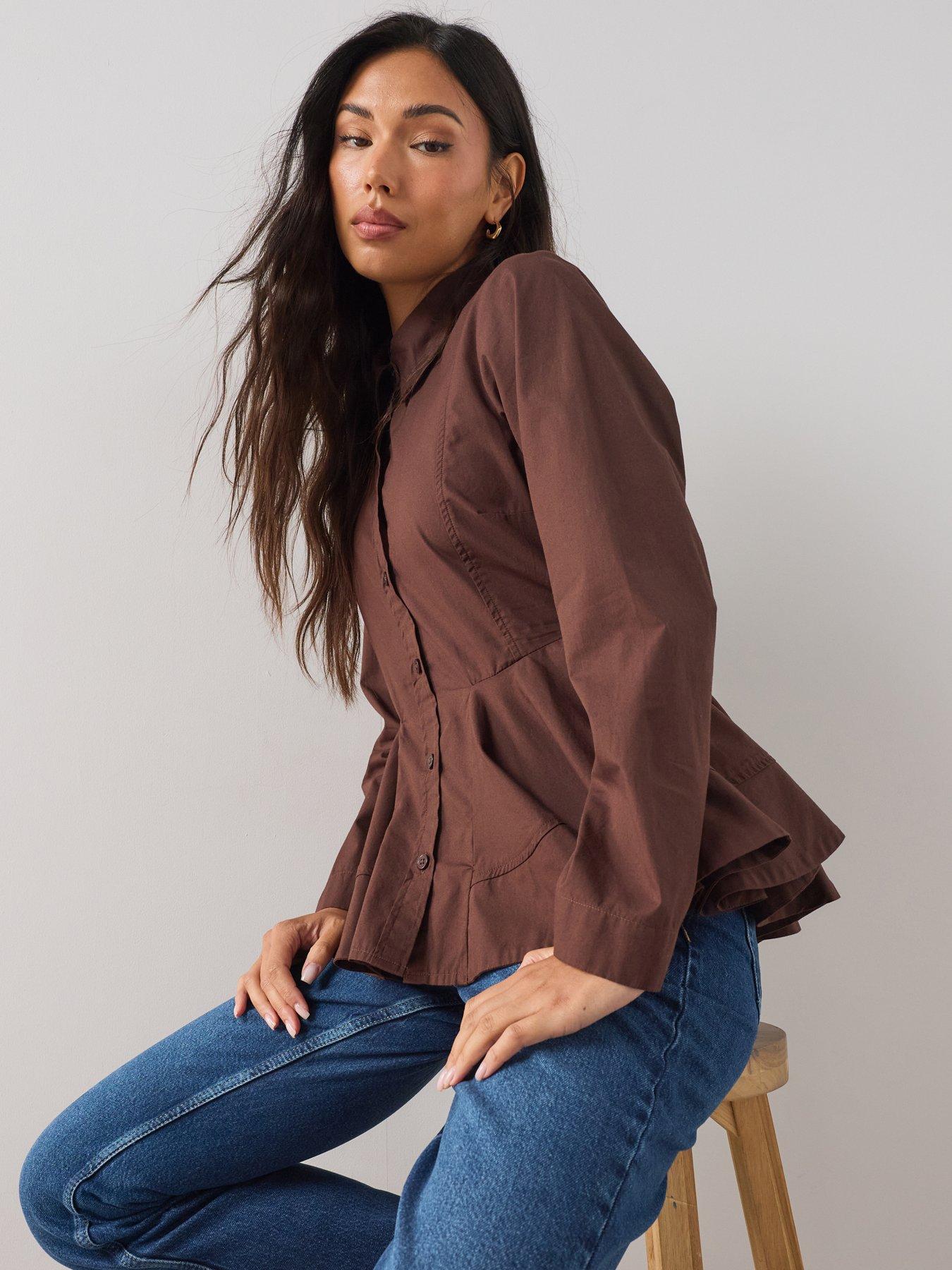 The Very Collection Cotton Peplum Hem Shirt