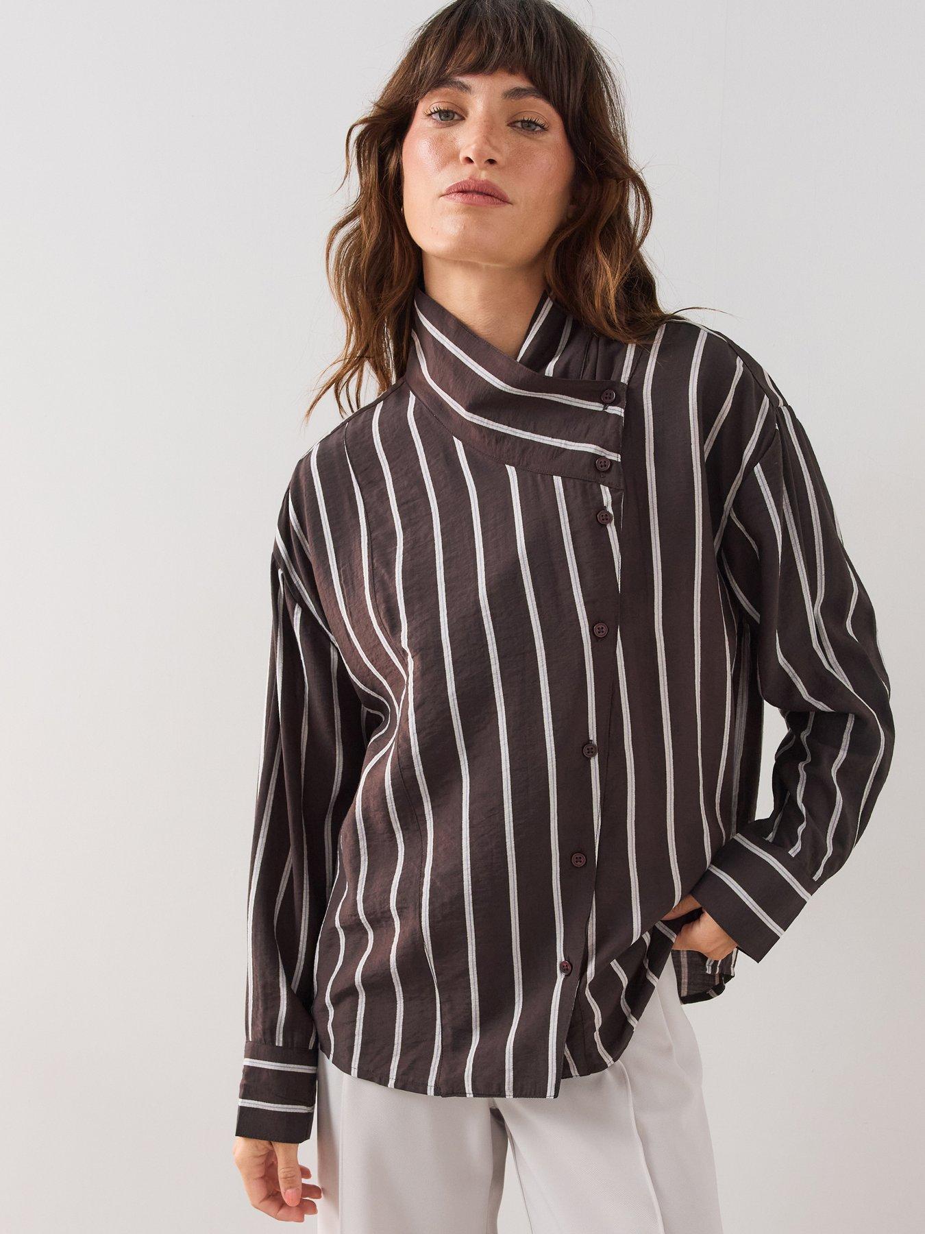 The Very Collection Funnel Neck Stripe Shirt
