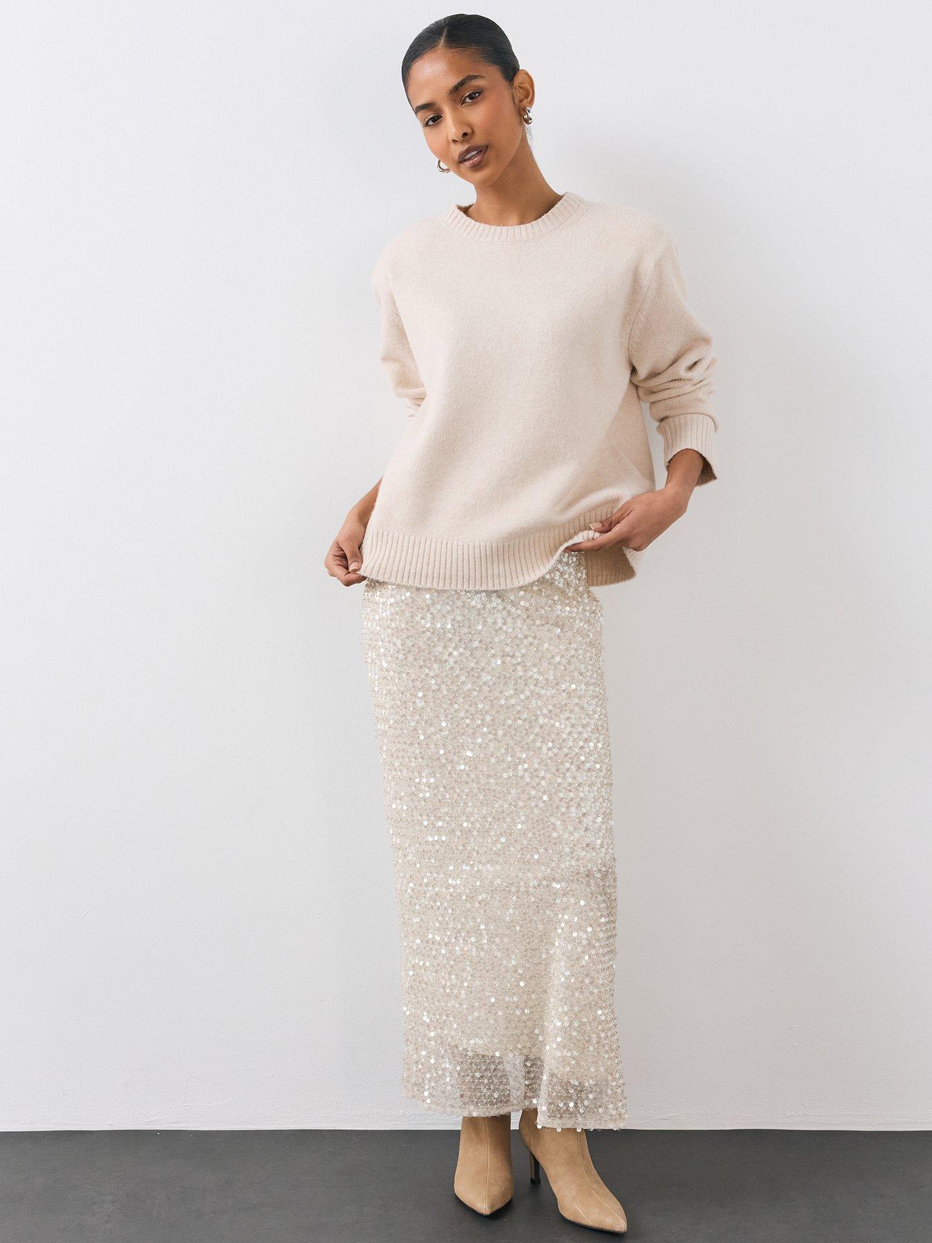 Image 1 of 7 of The Very Collection Premium Beaded Maxi Skirt