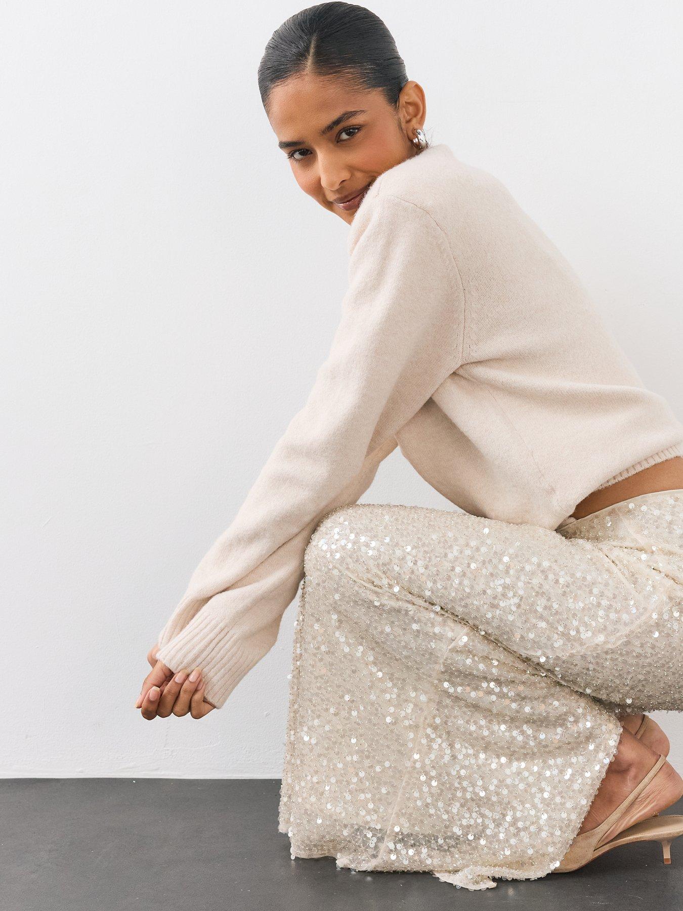 Image 4 of 7 of The Very Collection Premium Beaded Maxi Skirt