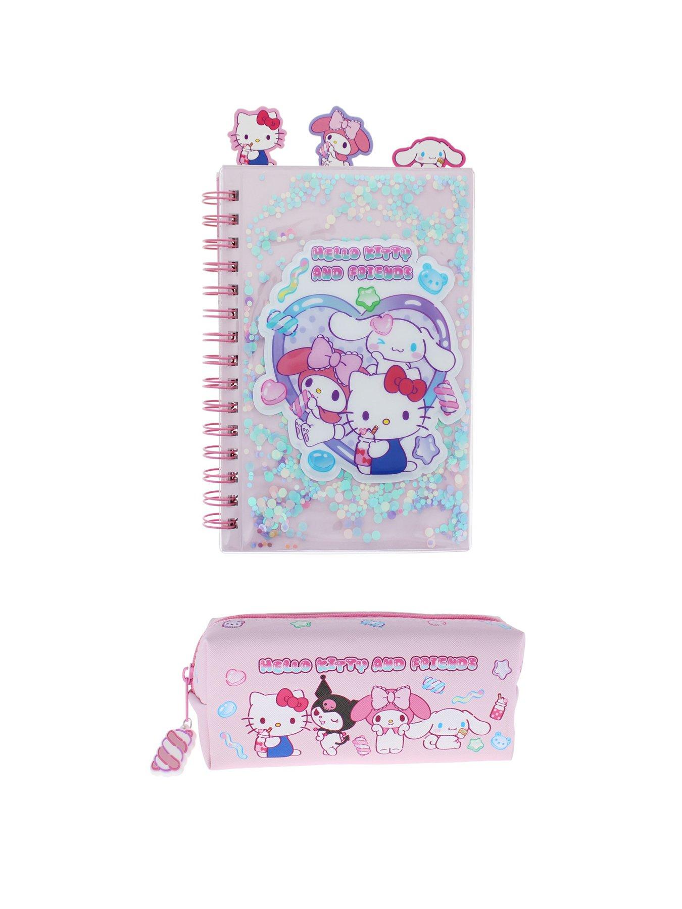 Image 1 of 3 of Hello Kitty Glitter Notebook & Pencil Case