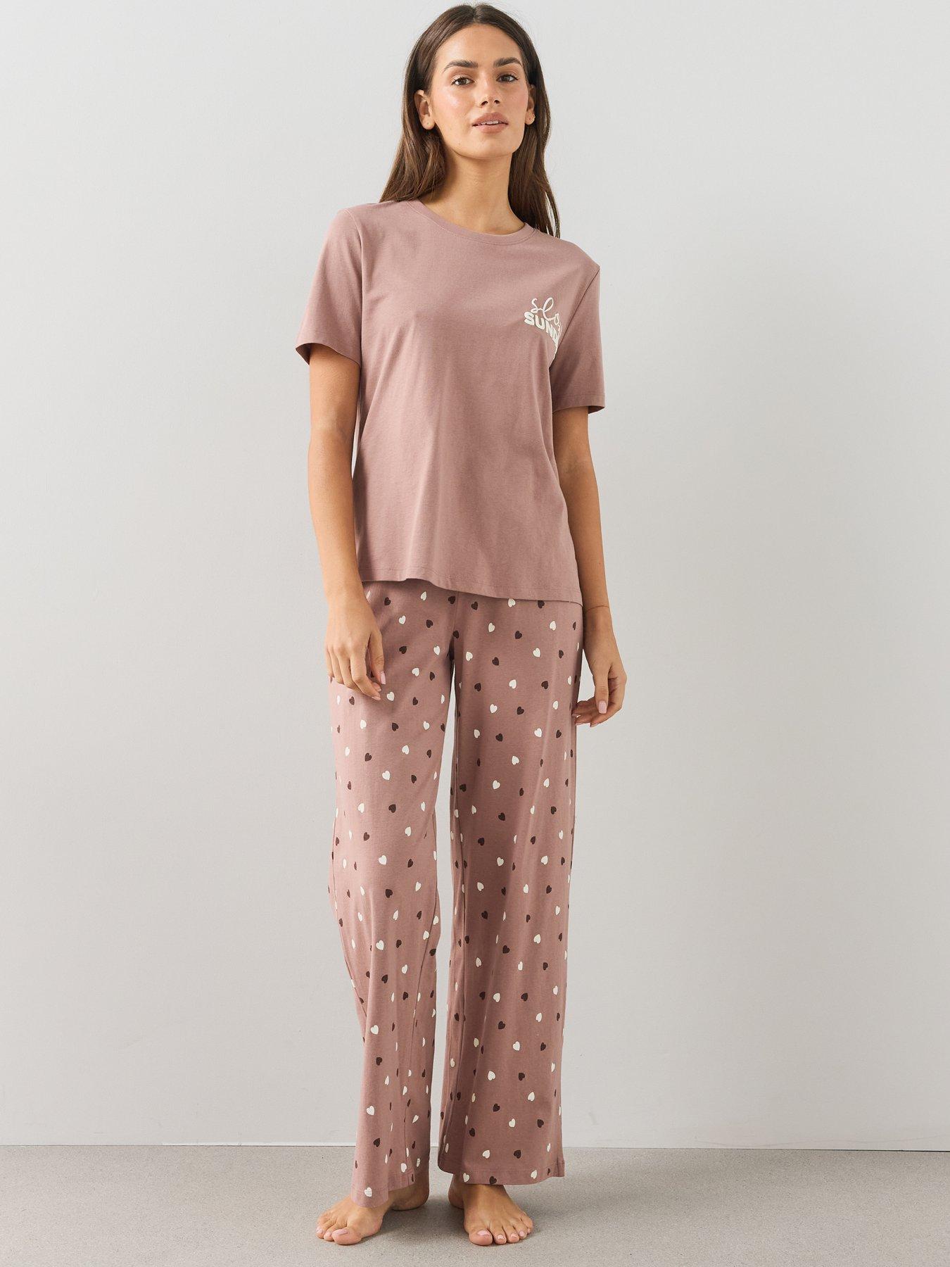 Image 3 of 6 of The Very Collection Womens Slow Sundays Wide Leg Heart Pyjama Set - Multi