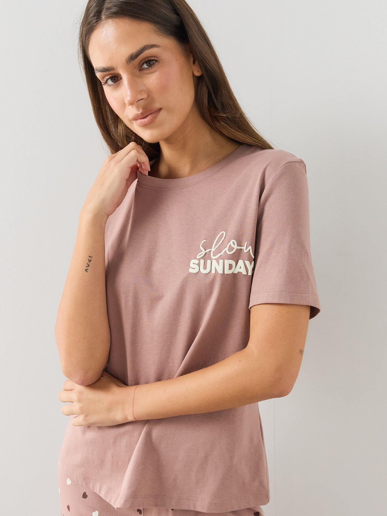 Image 4 of 6 of The Very Collection Womens Slow Sundays Wide Leg Heart Pyjama Set - Multi