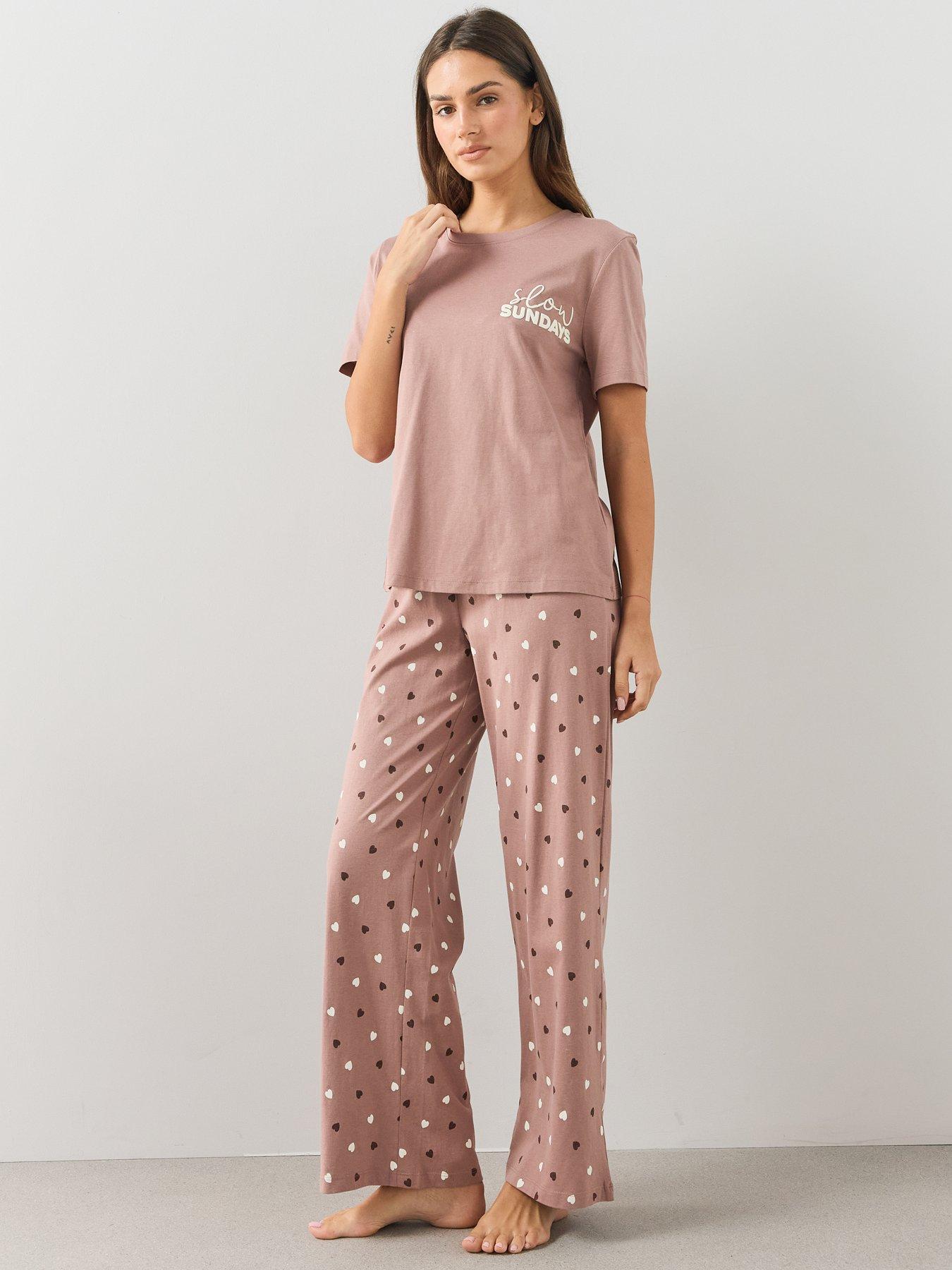Image 5 of 6 of The Very Collection Womens Slow Sundays Wide Leg Heart Pyjama Set - Multi