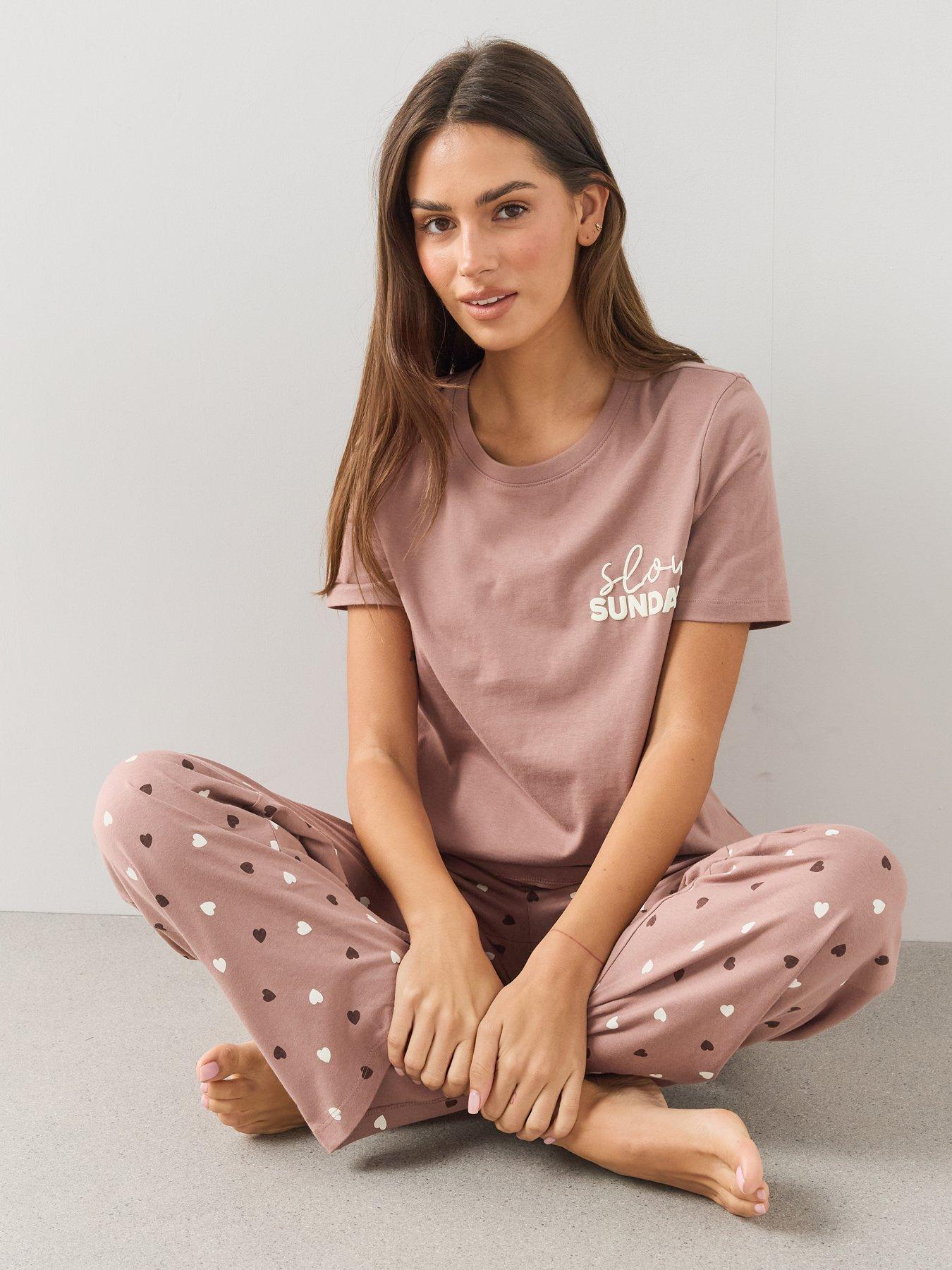 Image 6 of 6 of The Very Collection Womens Slow Sundays Wide Leg Heart Pyjama Set - Multi