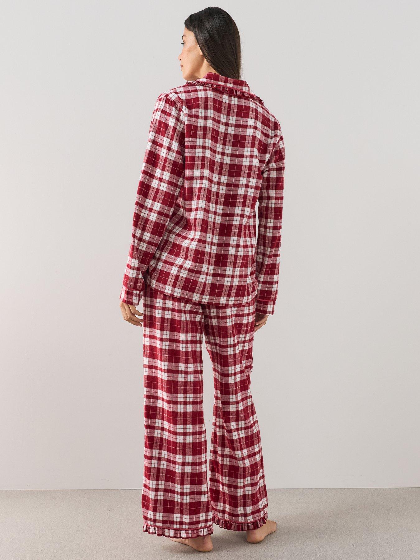 Image 3 of 7 of The Very Collection Womens Family Christmas Pyjama Woven Check Revere Set - Red
