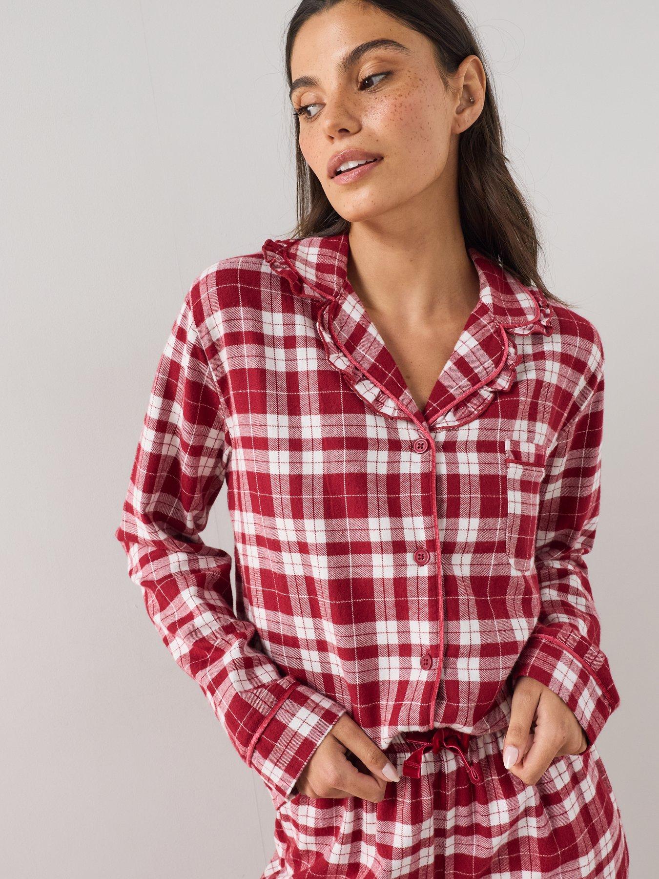 Image 6 of 7 of The Very Collection Womens Family Christmas Pyjama Woven Check Revere Set - Red