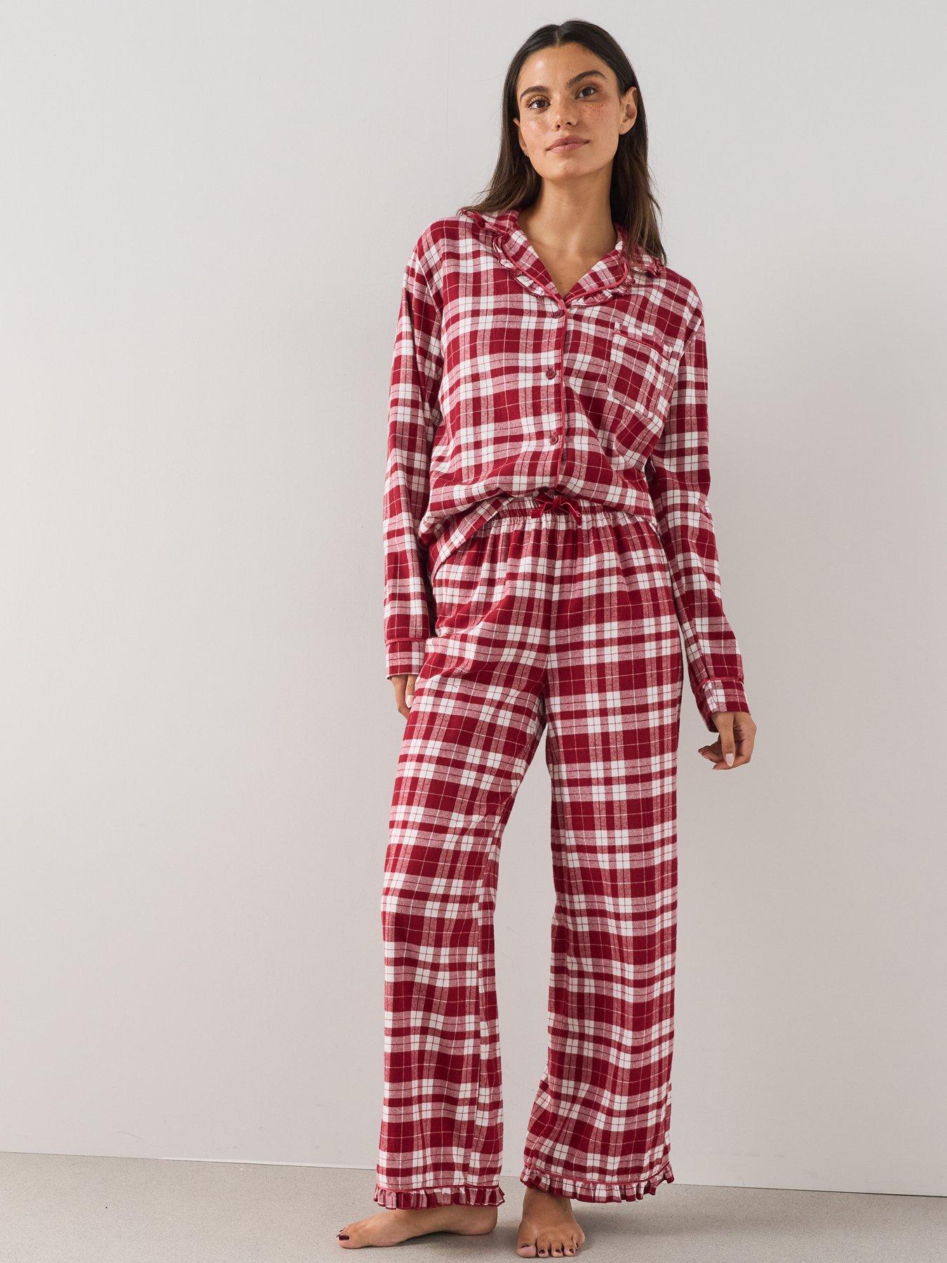 Image 7 of 7 of The Very Collection Womens Family Christmas Pyjama Woven Check Revere Set - Red