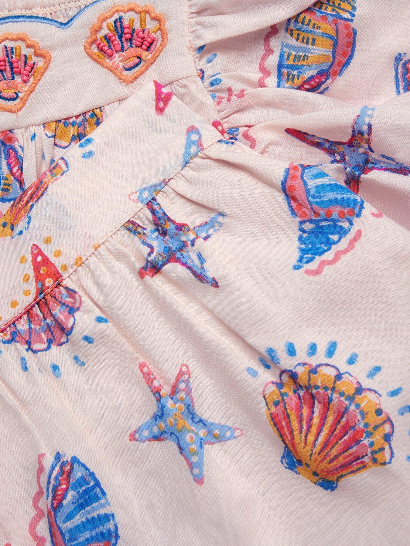 Image 4 of 4 of Monsoon Girls Shell Printed Blouse & Short Set - Light Cream