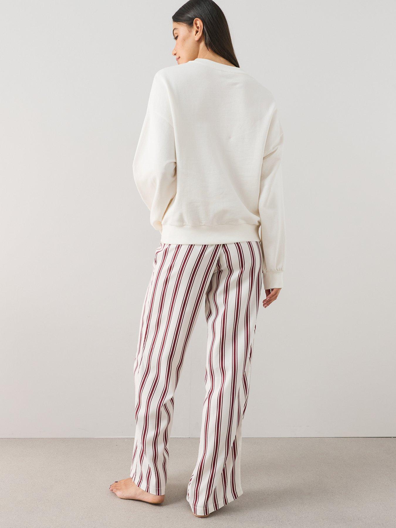 Image 3 of 7 of The Very Collection Womens Family Christmas Pyjama Gingerbread Sweatshirt And Woven Stripe Bottoms - Multi