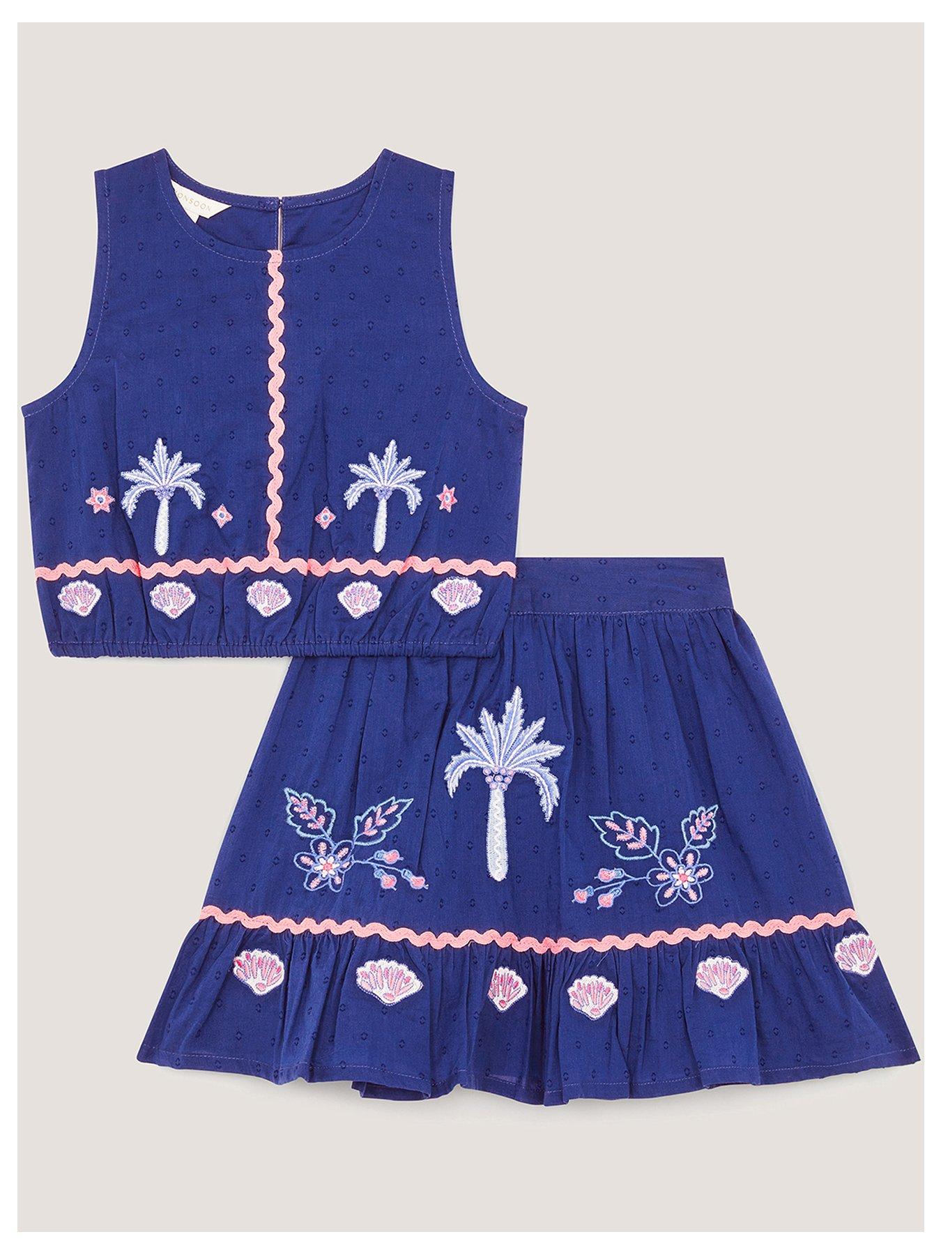 Monsoon Girls Dobby Coastal Set - Blue