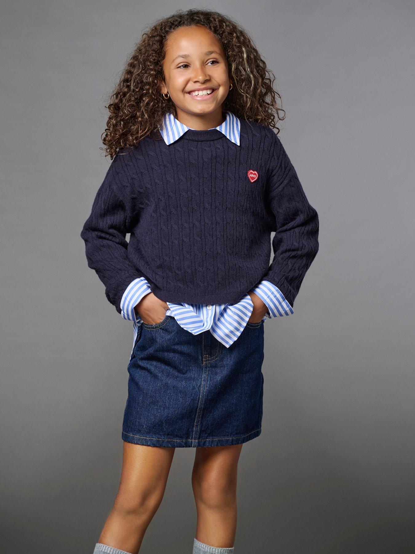 Only Kids Girls Denim Skirt - Dark Blue