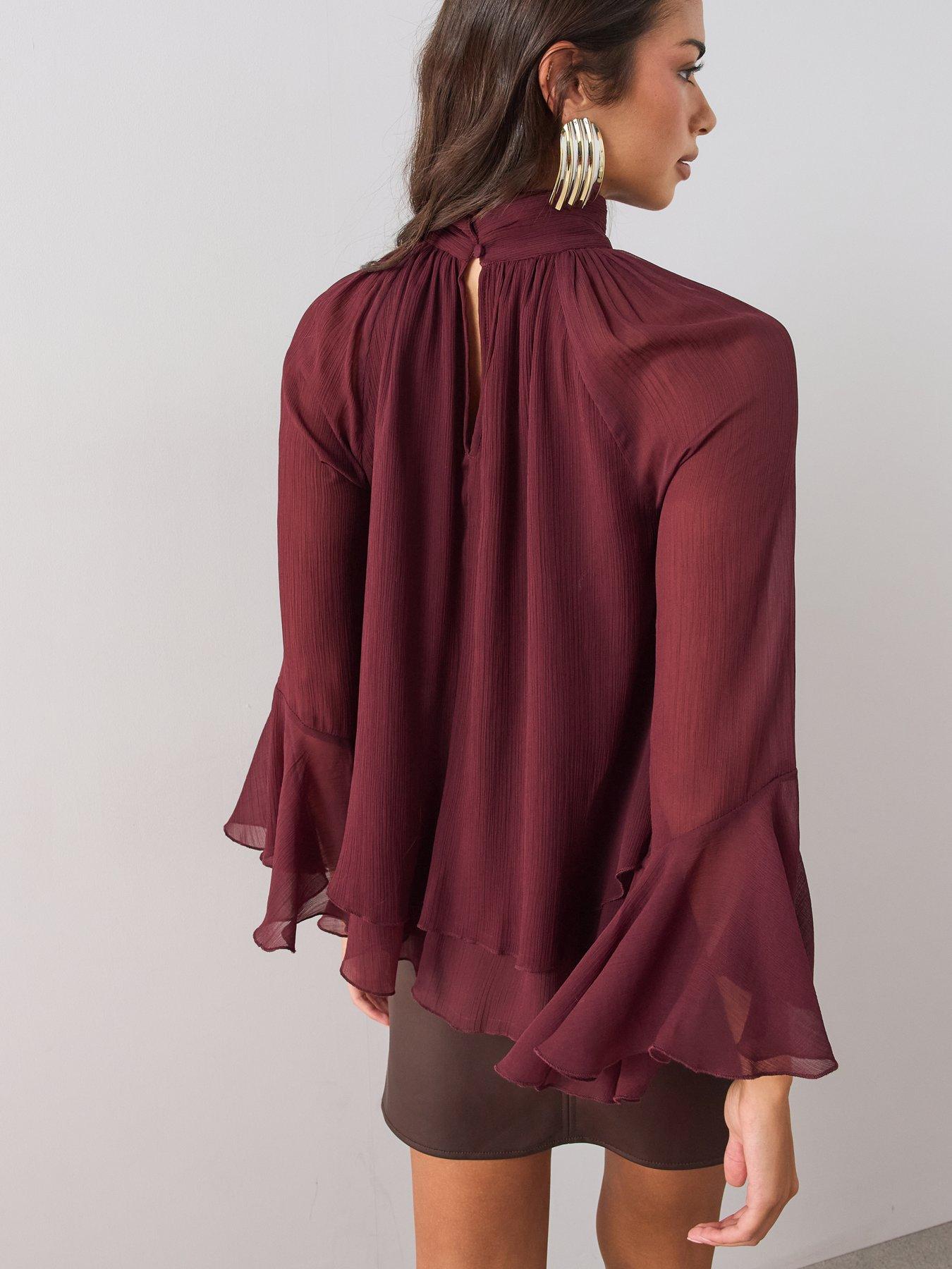 Image 2 of 6 of The Very Collection Textured High Neck Cropped Blouse