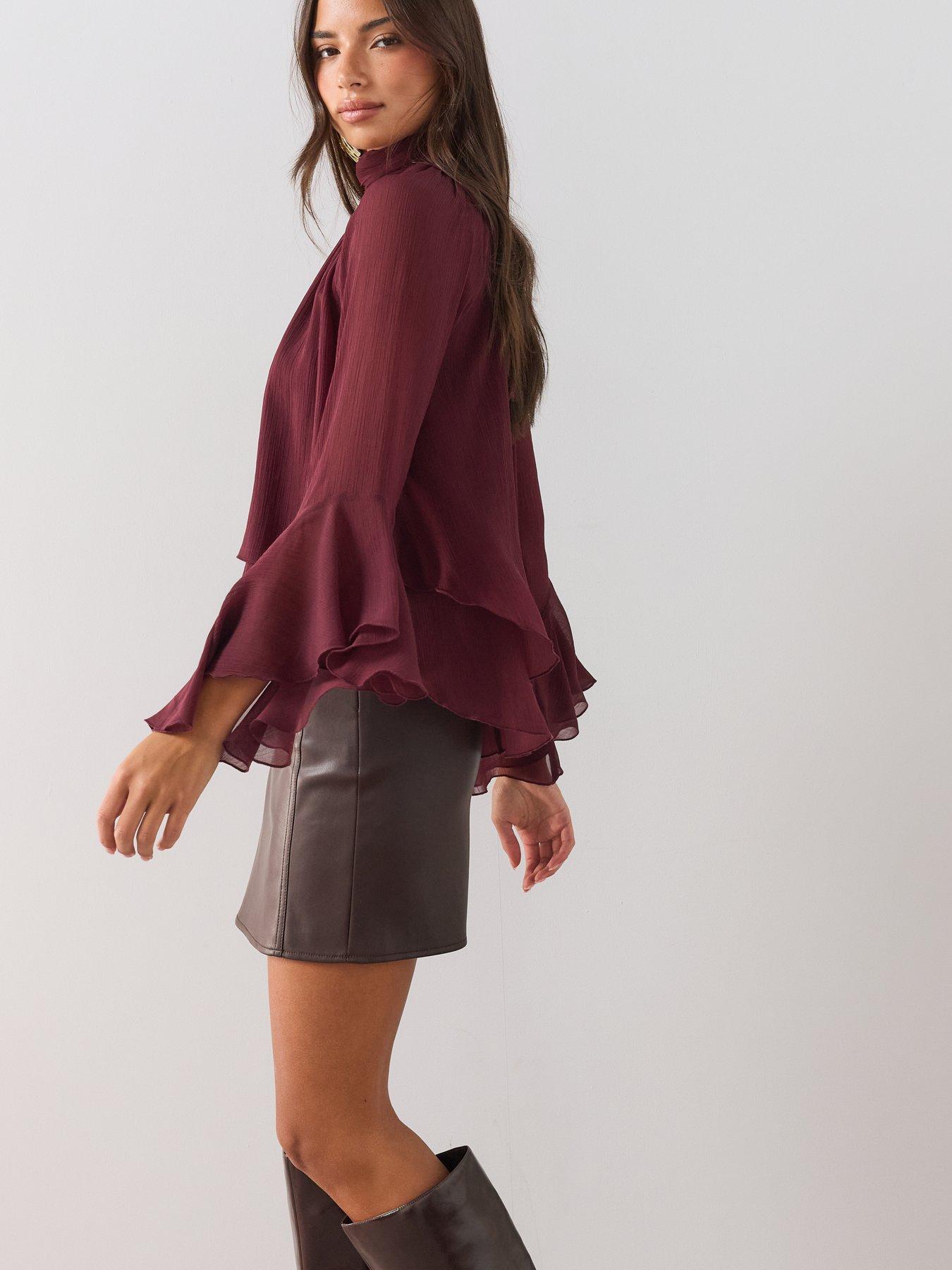 Image 4 of 6 of The Very Collection Textured High Neck Cropped Blouse