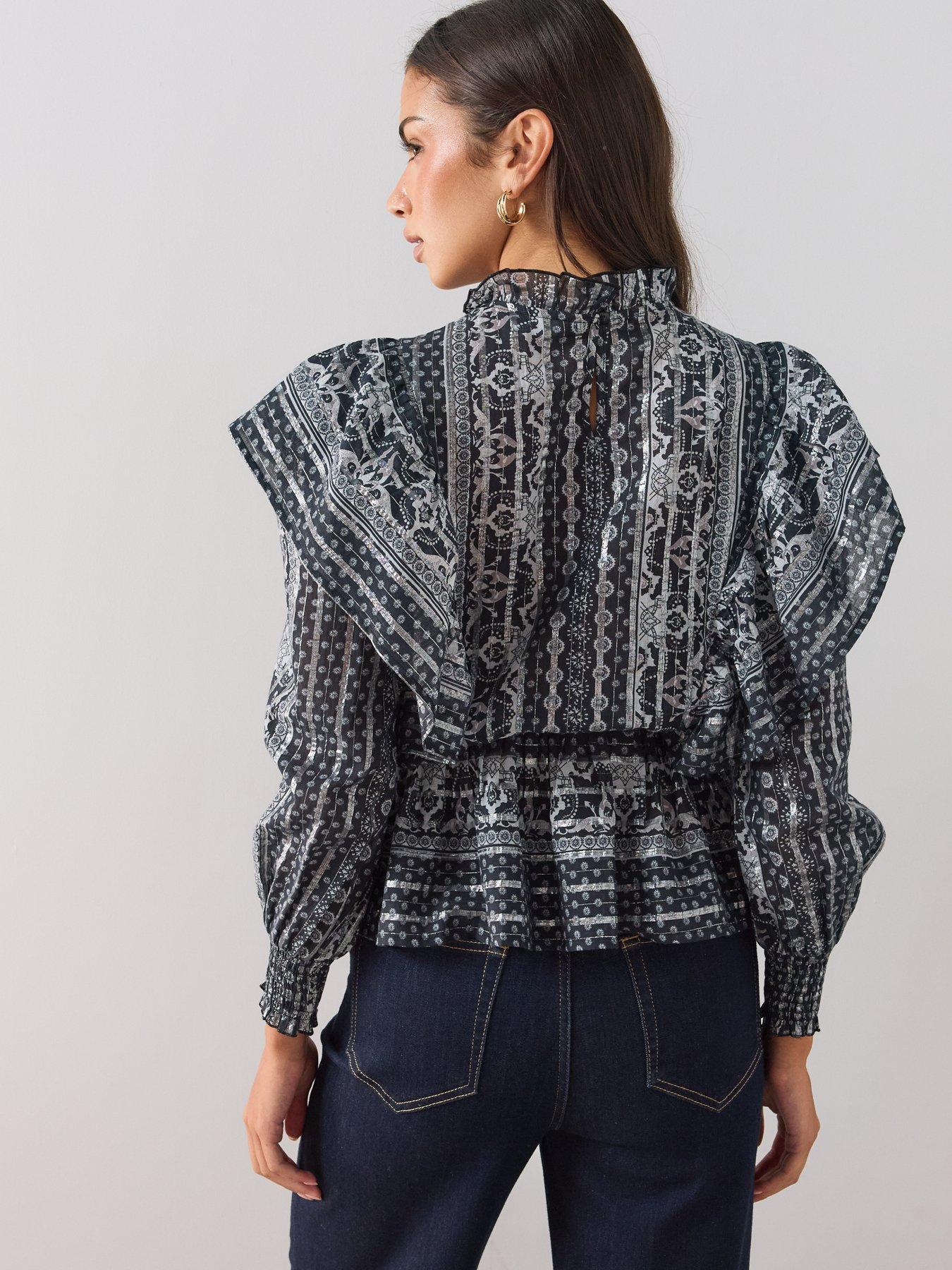 Image 2 of 7 of The Very Collection Foil Printed Peplum Blouse