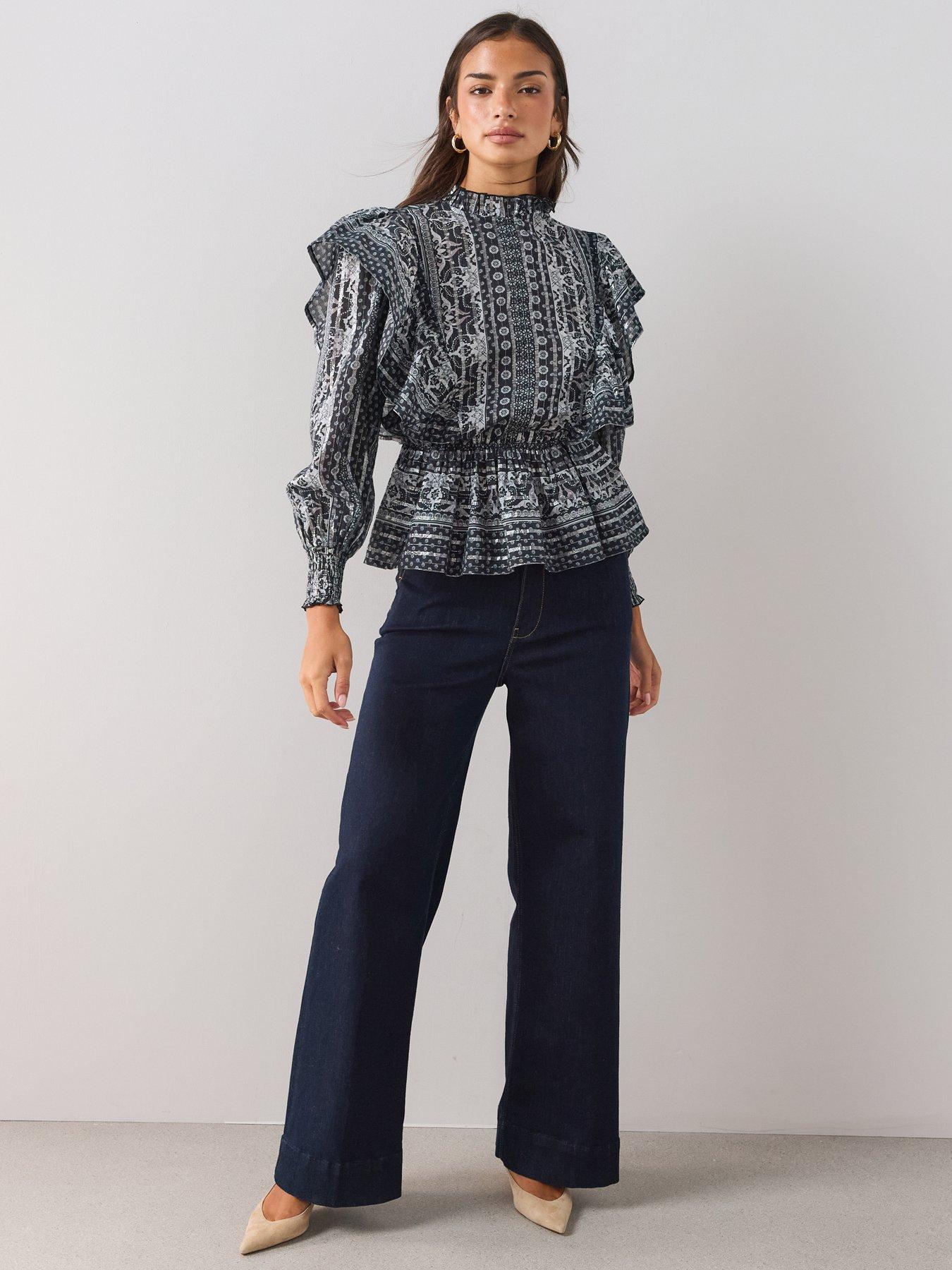 Image 3 of 7 of The Very Collection Foil Printed Peplum Blouse