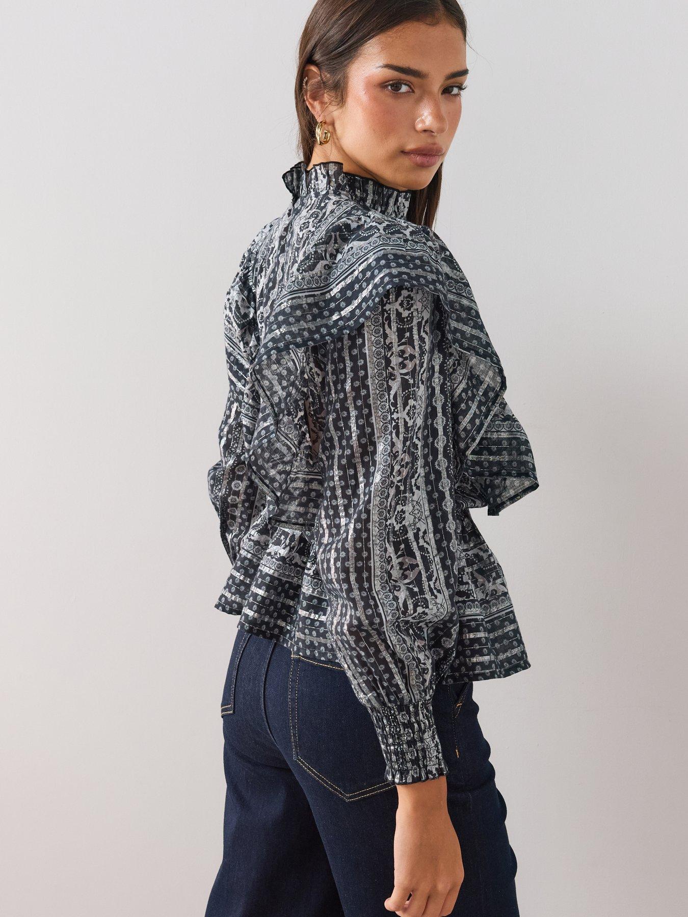 Image 5 of 7 of The Very Collection Foil Printed Peplum Blouse