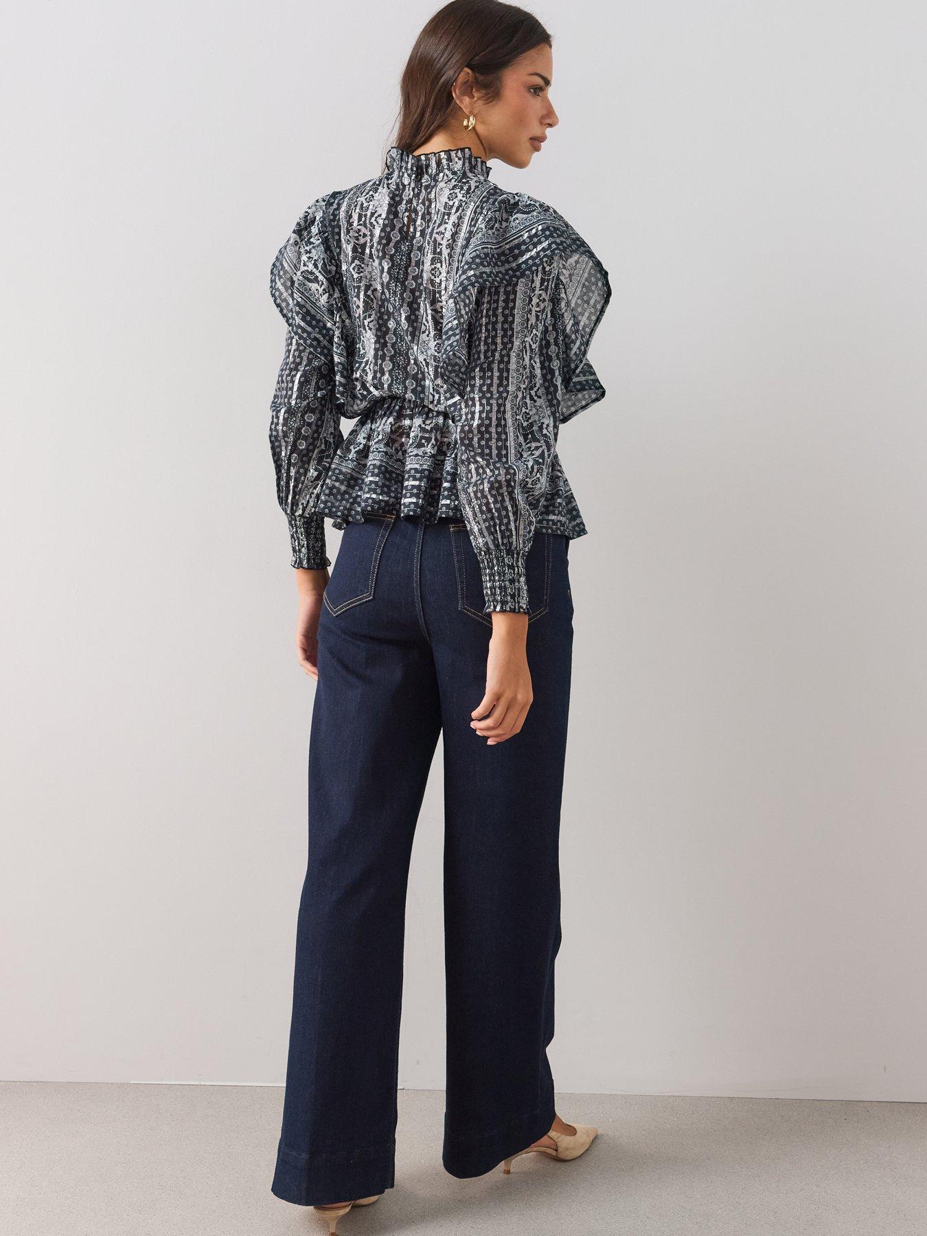 Image 6 of 7 of The Very Collection Foil Printed Peplum Blouse
