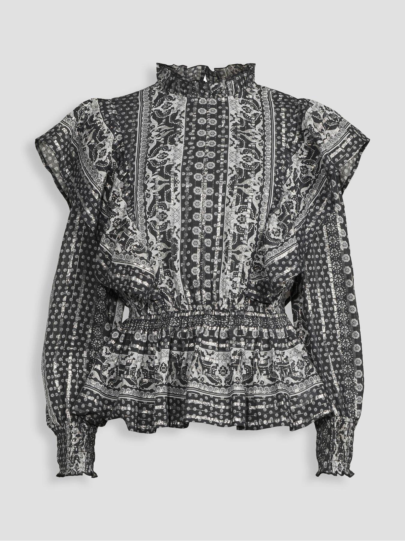 Image 7 of 7 of The Very Collection Foil Printed Peplum Blouse
