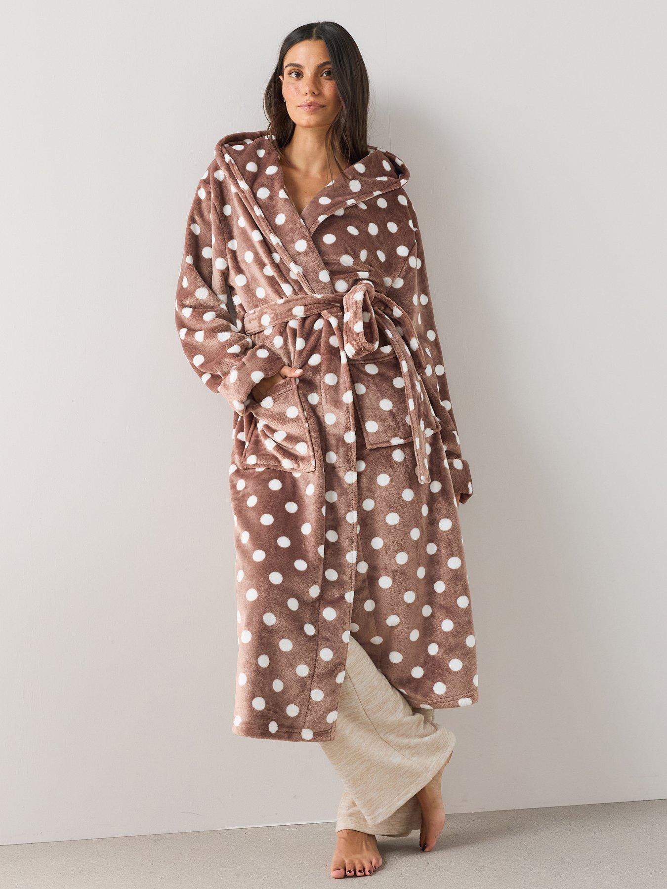 The Very Collection Polka Dot Dressing Gown - Brown