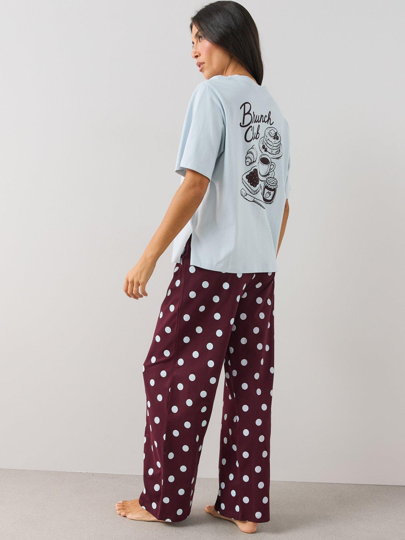 Image 2 of 6 of The Very Collection Womens Brunch Club Print Oversized Pyjama Set - Blue