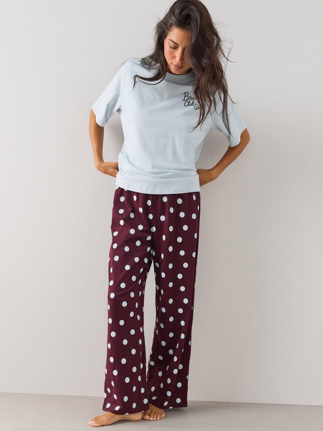 Image 3 of 6 of The Very Collection Womens Brunch Club Print Oversized Pyjama Set - Blue