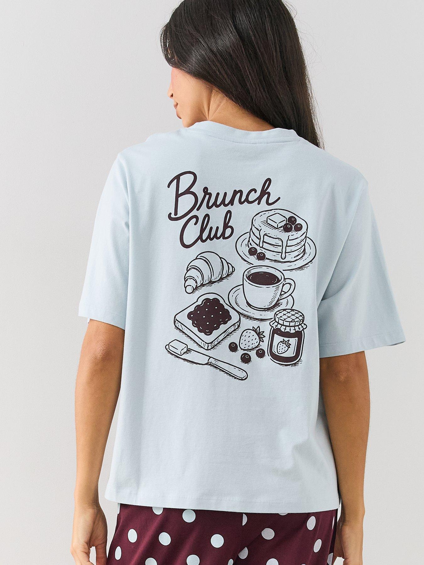 Image 6 of 6 of The Very Collection Womens Brunch Club Print Oversized Pyjama Set - Blue