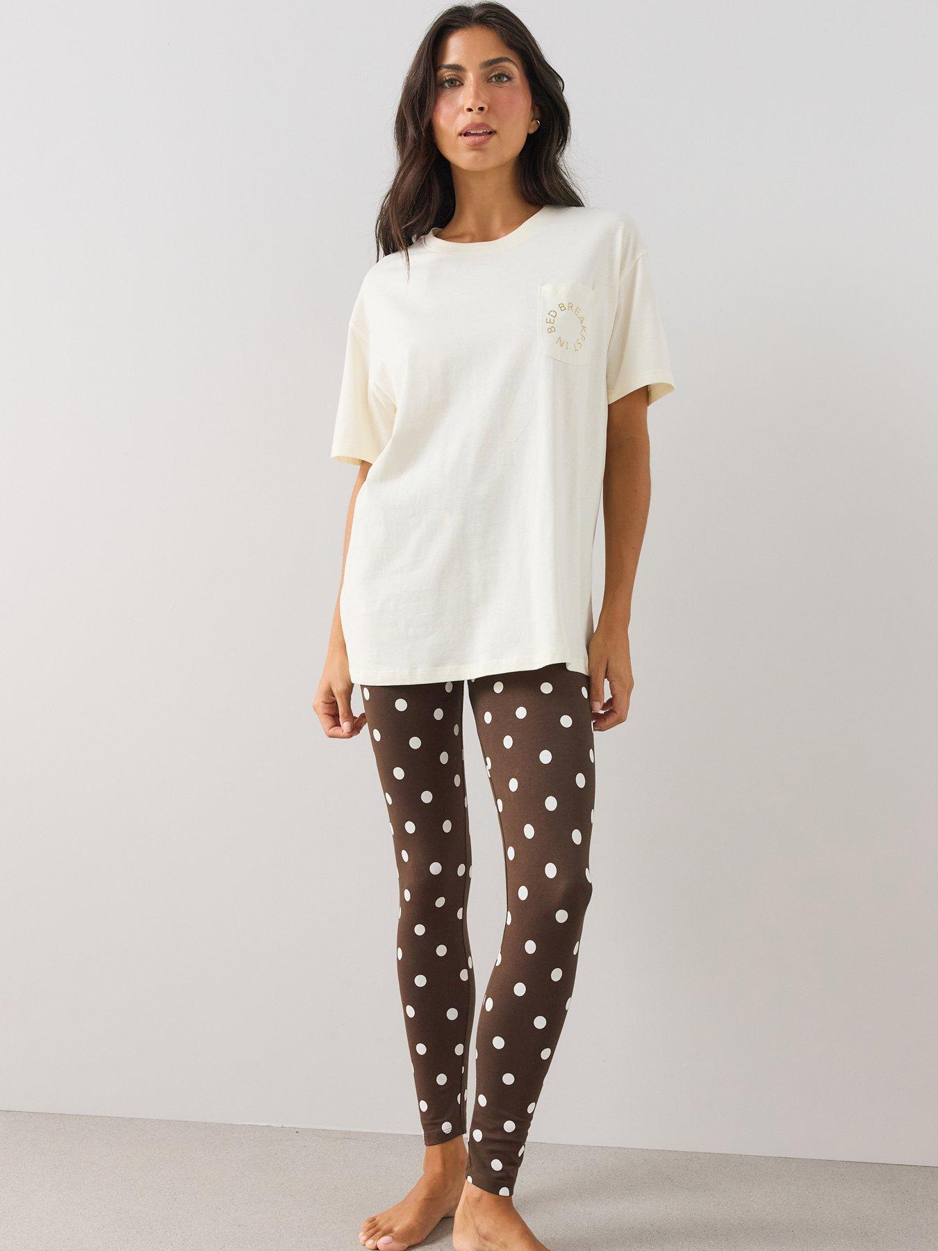 Image 1 of 6 of The Very Collection Womens Longline Stretch Pyjama Set - Brown