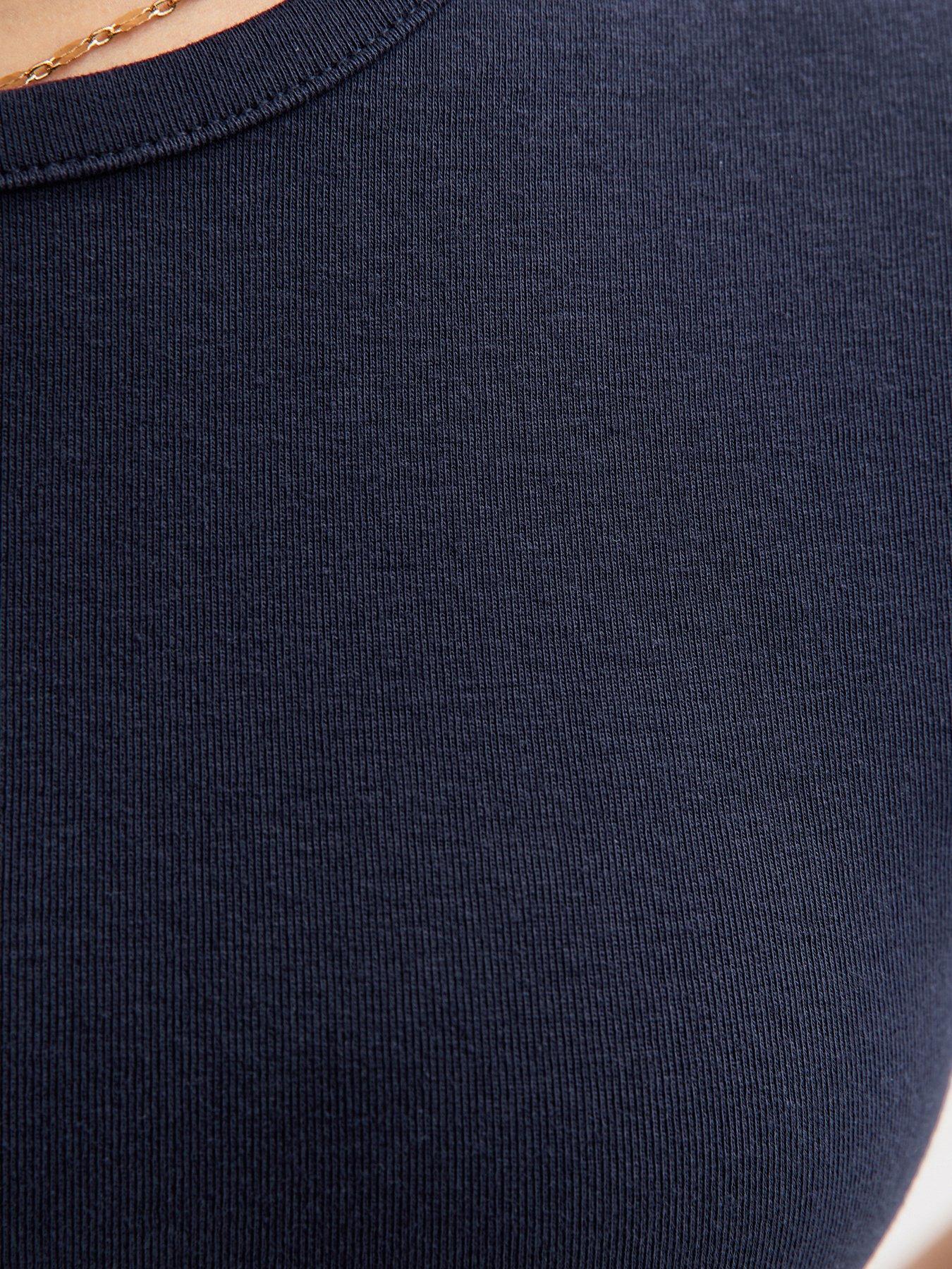 Image 5 of 5 of New Look 915 Girls Navy Ruched Side Cap Sleeve T-shirt