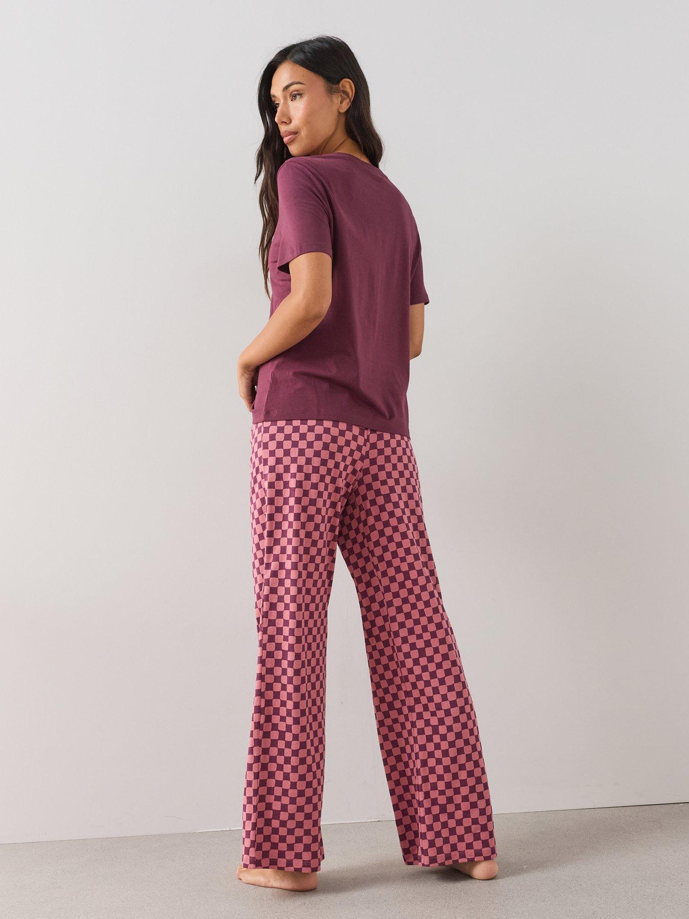 Image 2 of 6 of The Very Collection Short Sleeve Tinsle Tini T-shirt And Wide Leg Pyjama Set - Purple
