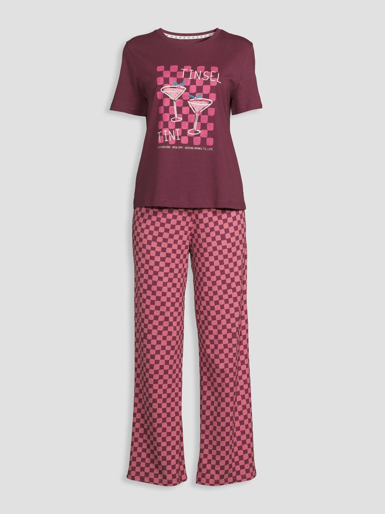 Image 6 of 6 of The Very Collection Short Sleeve Tinsle Tini T-shirt And Wide Leg Pyjama Set - Purple