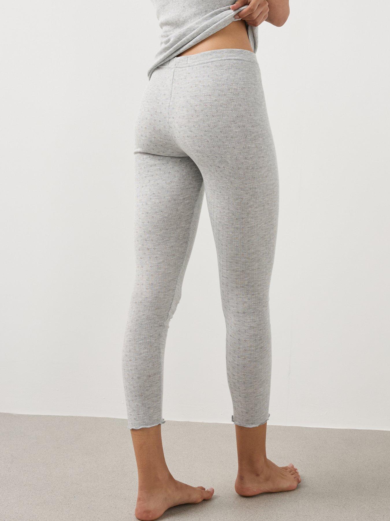 Image 3 of 7 of The Very Collection Womens 2 Pack Thermal High-Rise Pointelle Leggings - Black